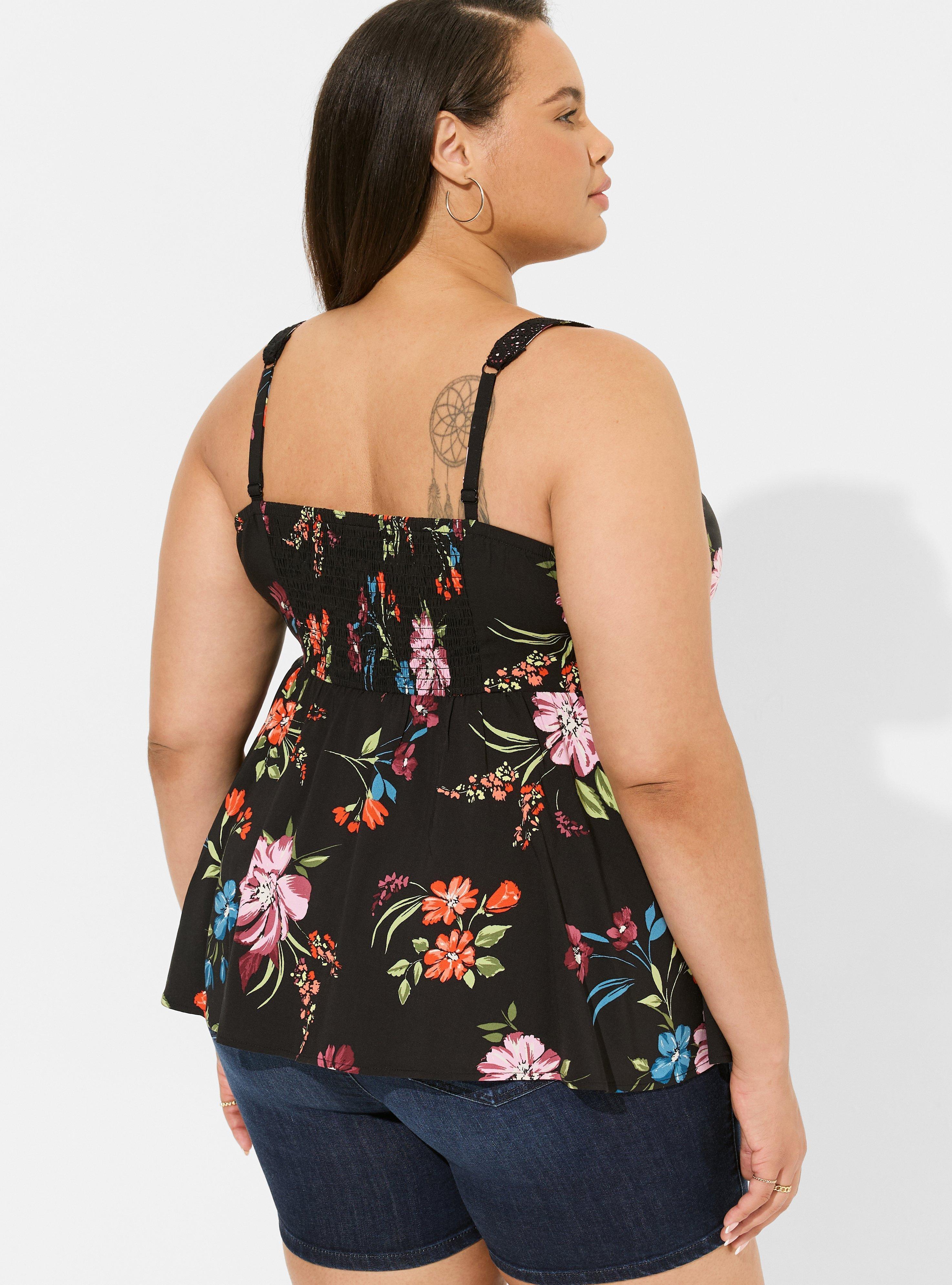 Peplum Challis Lace Trim Tank