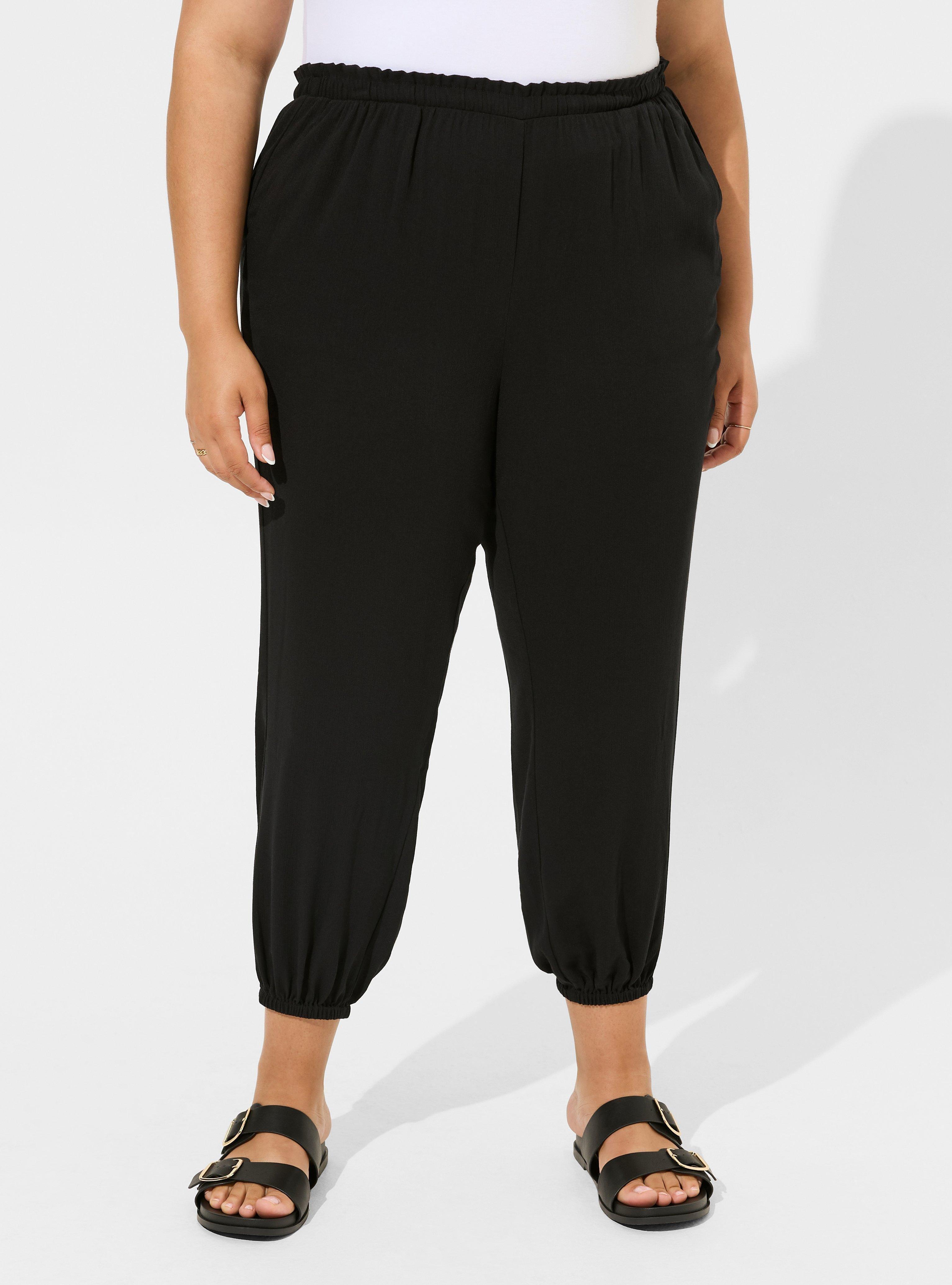 Pull-On Washable Gauze High Rise Jogger, DEEP BLACK, alternate