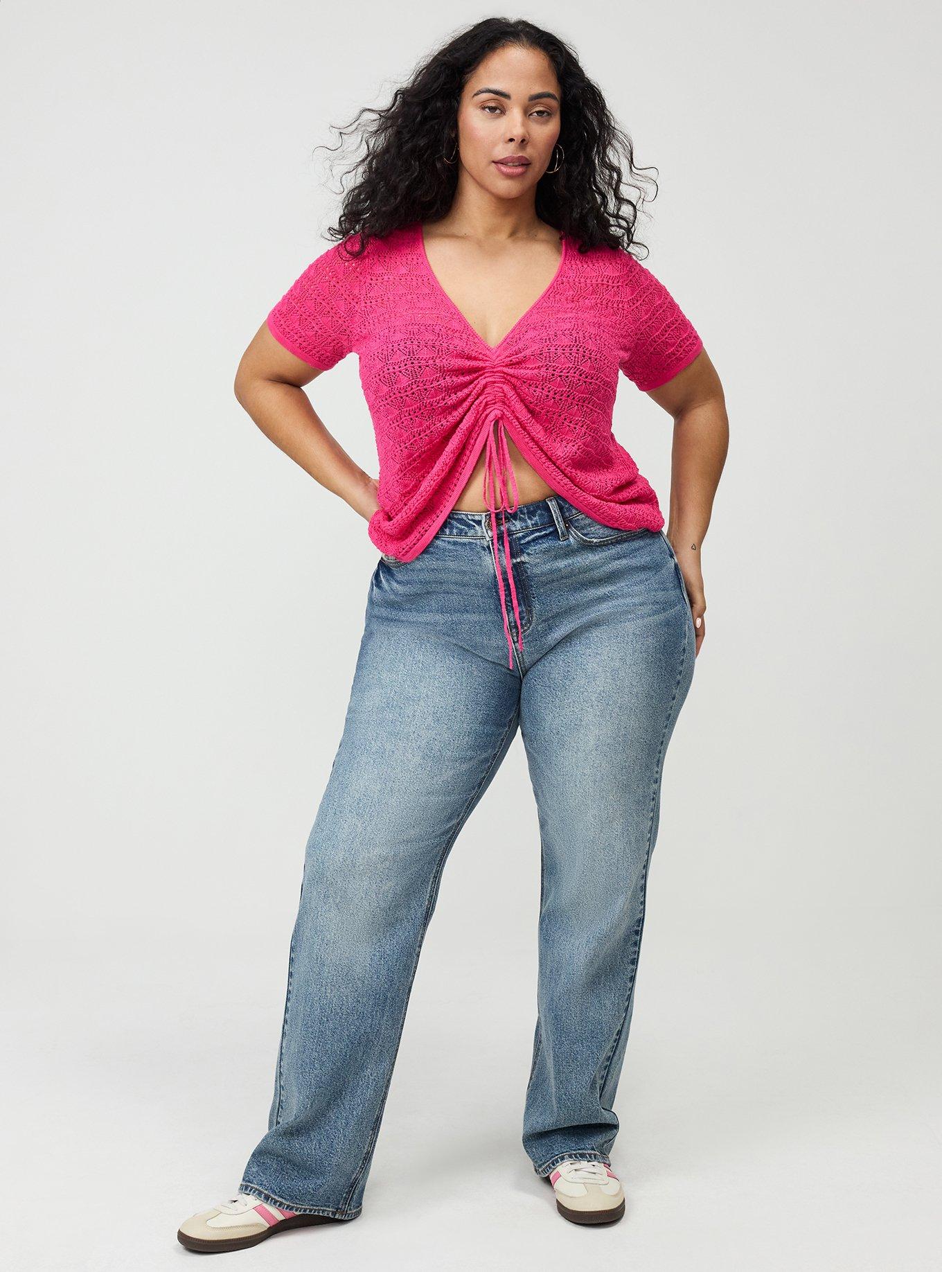 Pointelle V-Neck Pullover Sweater, BEETROOT PURPLE, alternate