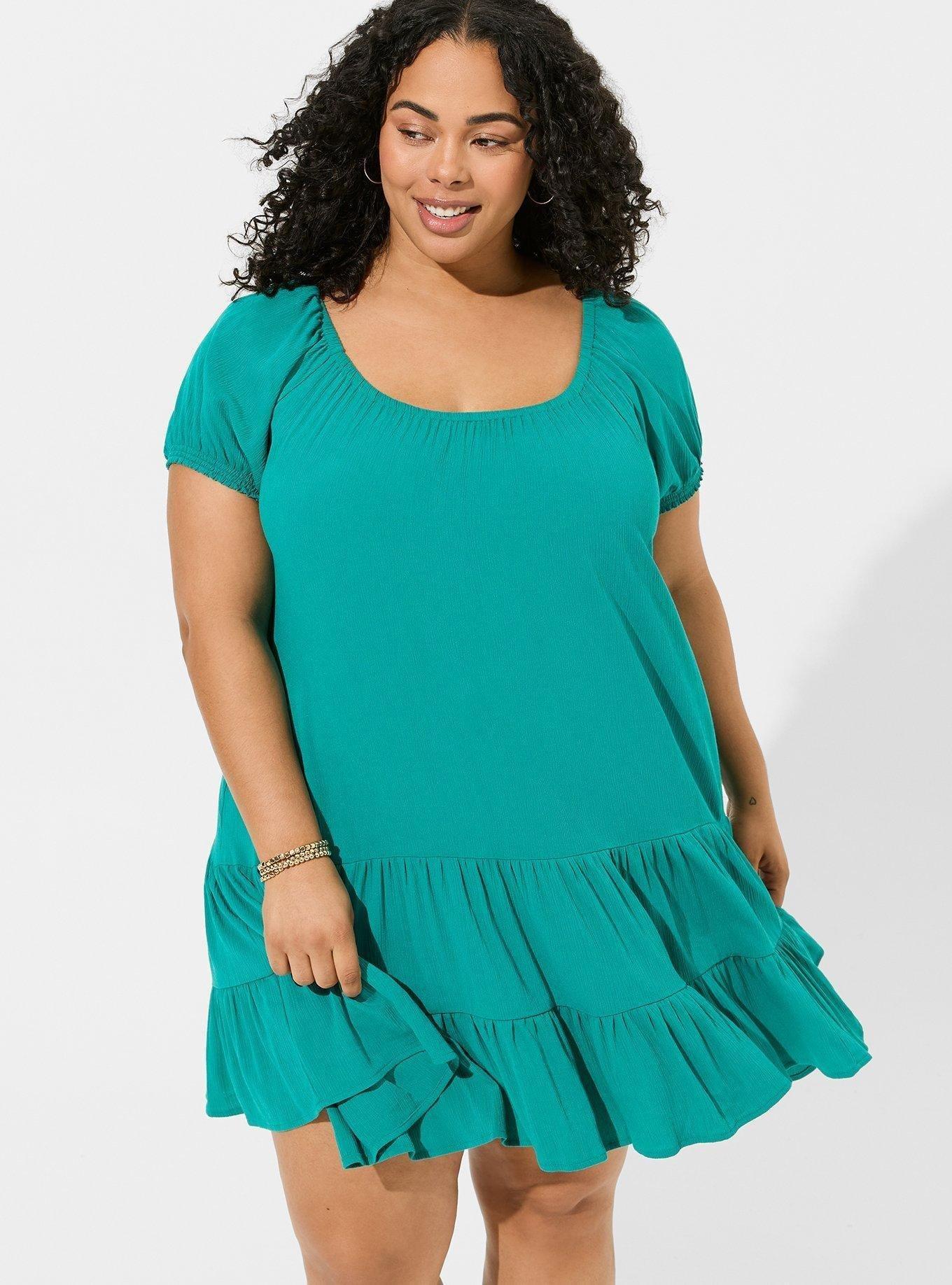 Mini Washable Gauze Puff Sleeve Tiered Trapeze Dress