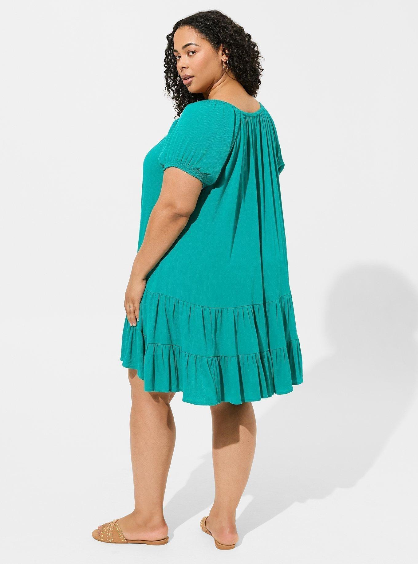 Mini Washable Gauze Puff Sleeve Tiered Trapeze Dress