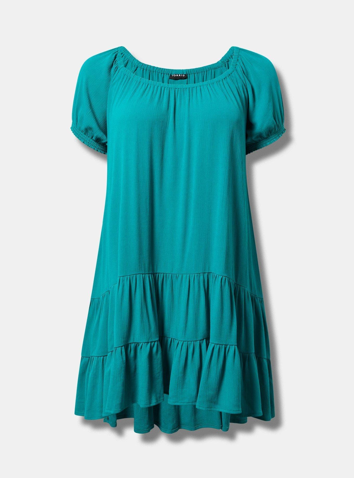 Mini Washable Gauze Puff Sleeve Tiered Trapeze Dress