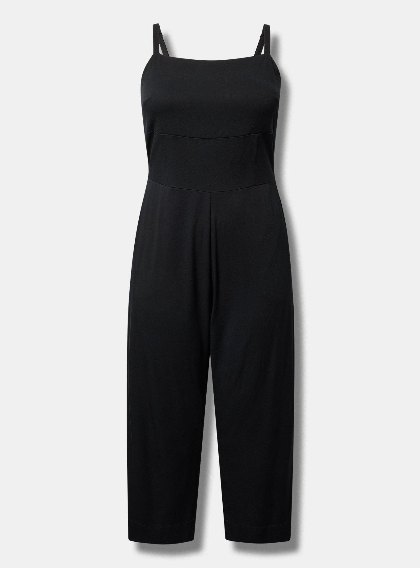 Stretch Challis Tie Back Wide Leg Jumpsuit