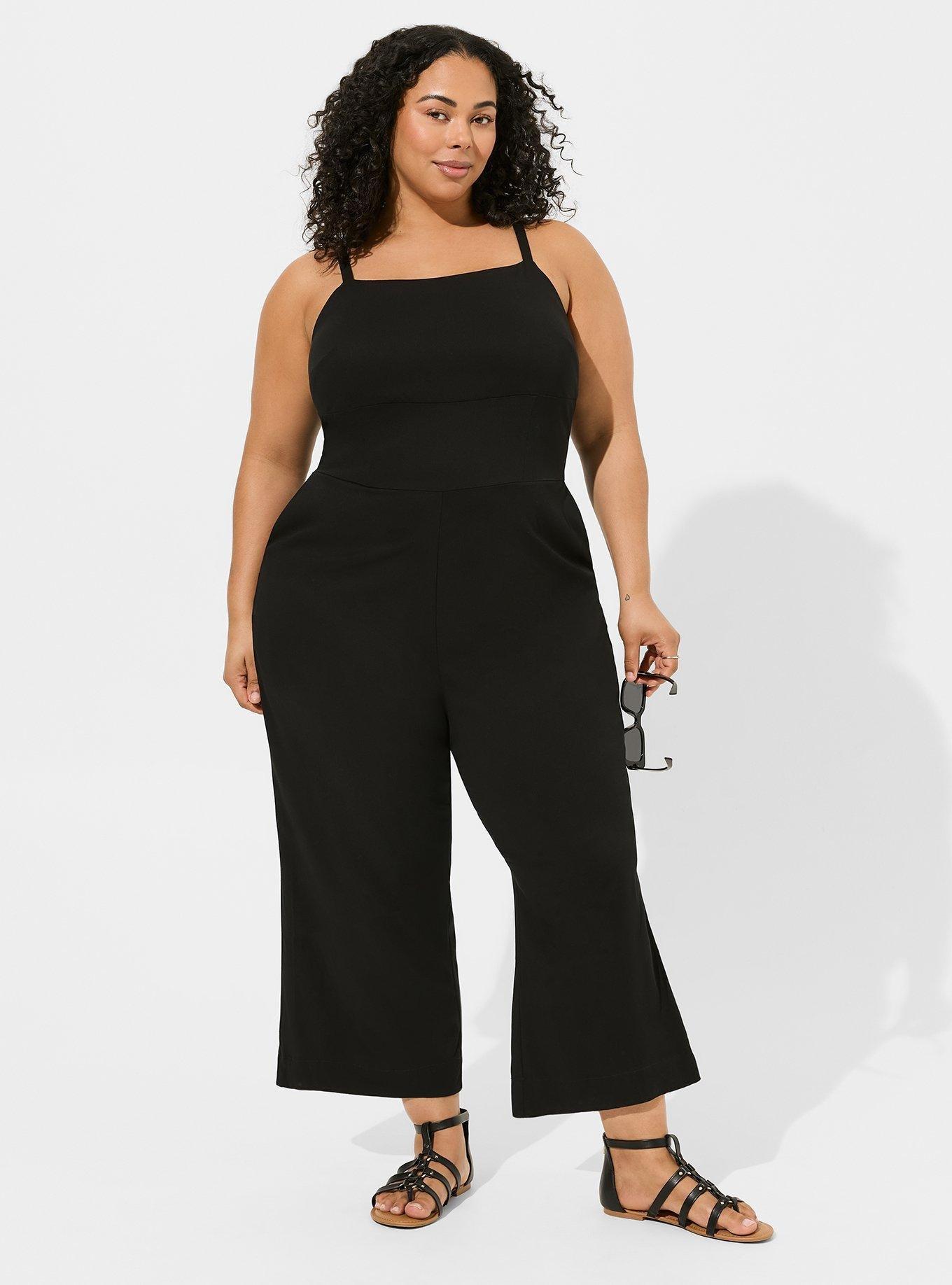 Stretch Challis Tie Back Wide Leg Jumpsuit