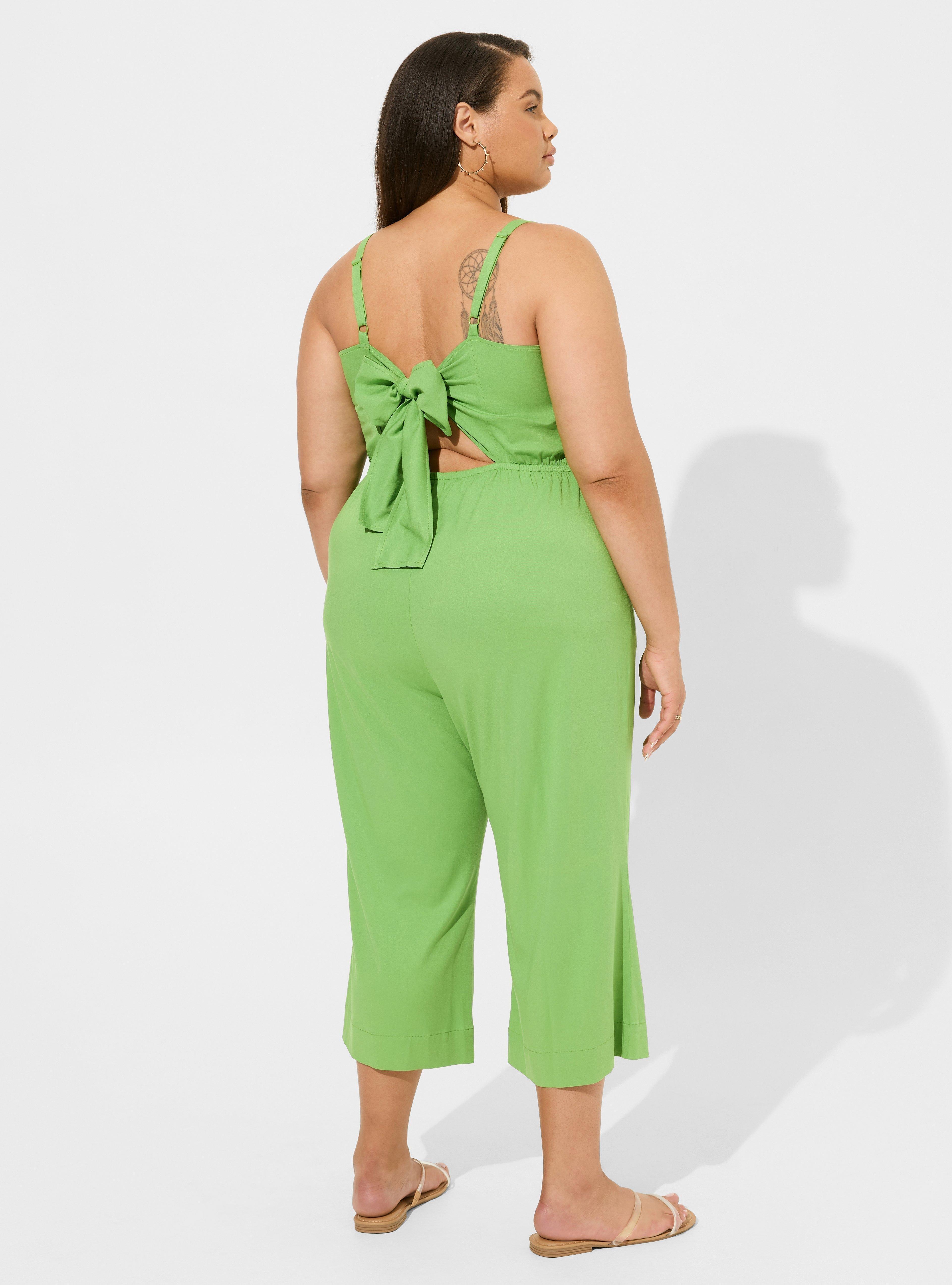 Stretch Challis Tie Back Wide Leg Jumpsuit