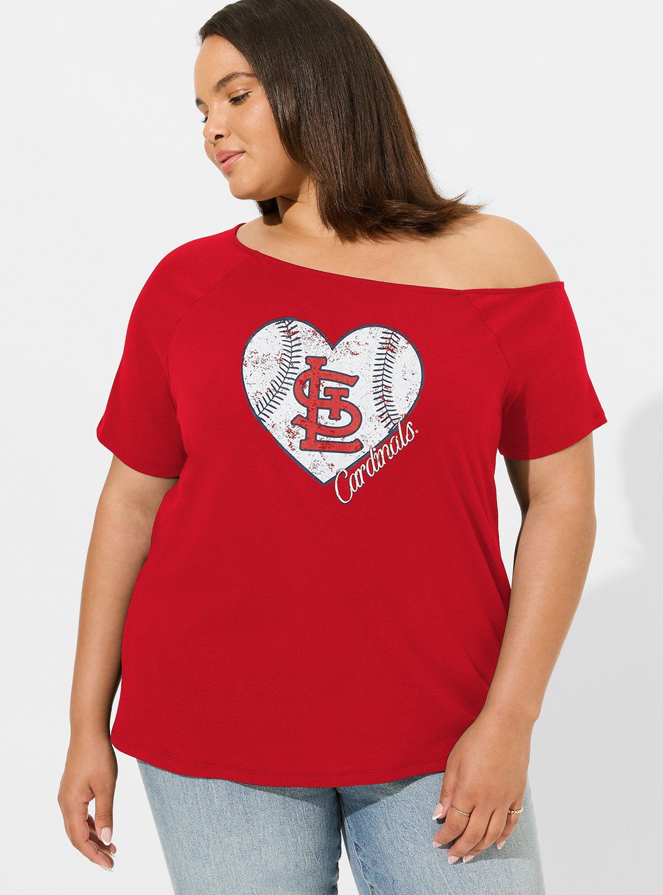 MLB St Louis Cardinals Classic Fit Cotton Off Shoulder Tee