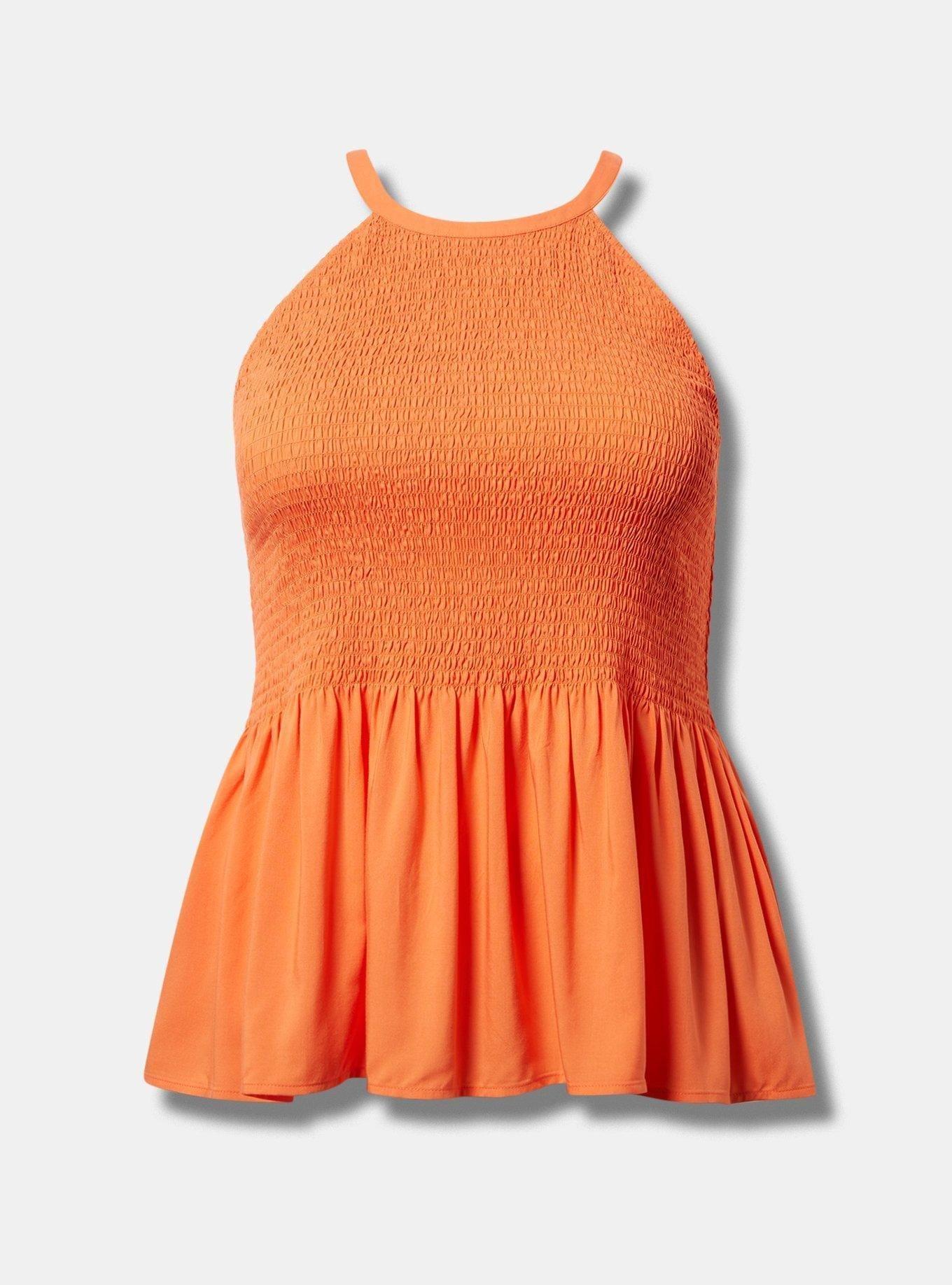 Peplum Challis Smocked Tank