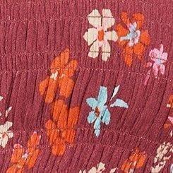 Babydoll Gauze Smocked Cami, ABSTRACT FLORAL MAROON, swatch