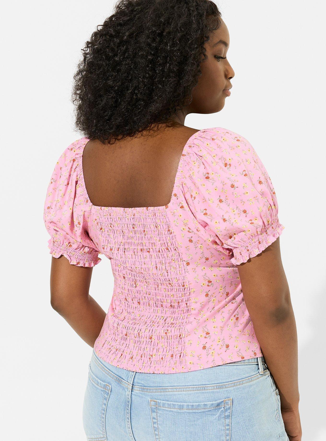 Challis Puff Short Sleeve Crop Top