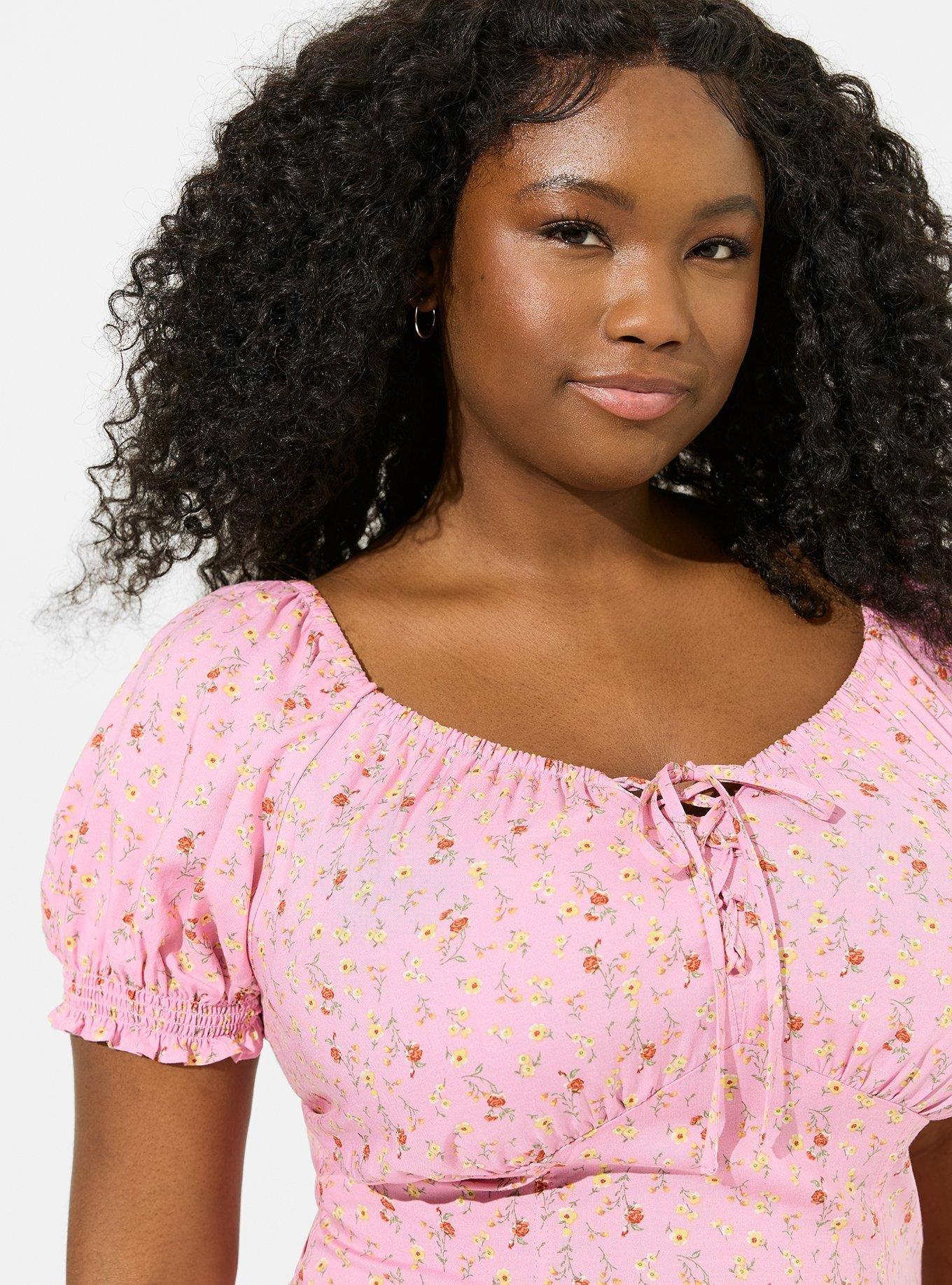 Challis Puff Short Sleeve Crop Top