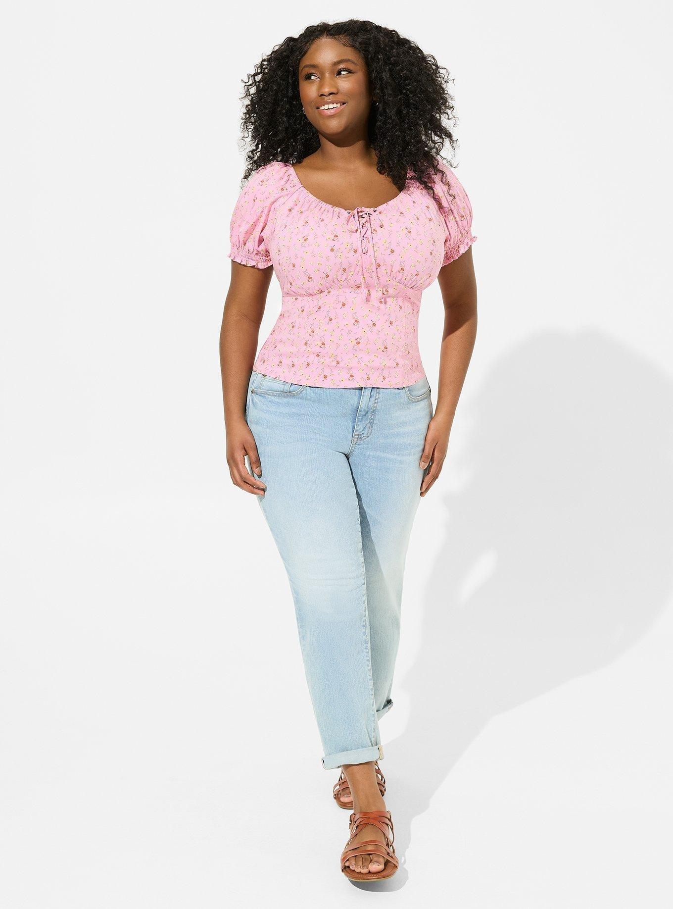 Challis Puff Short Sleeve Crop Top