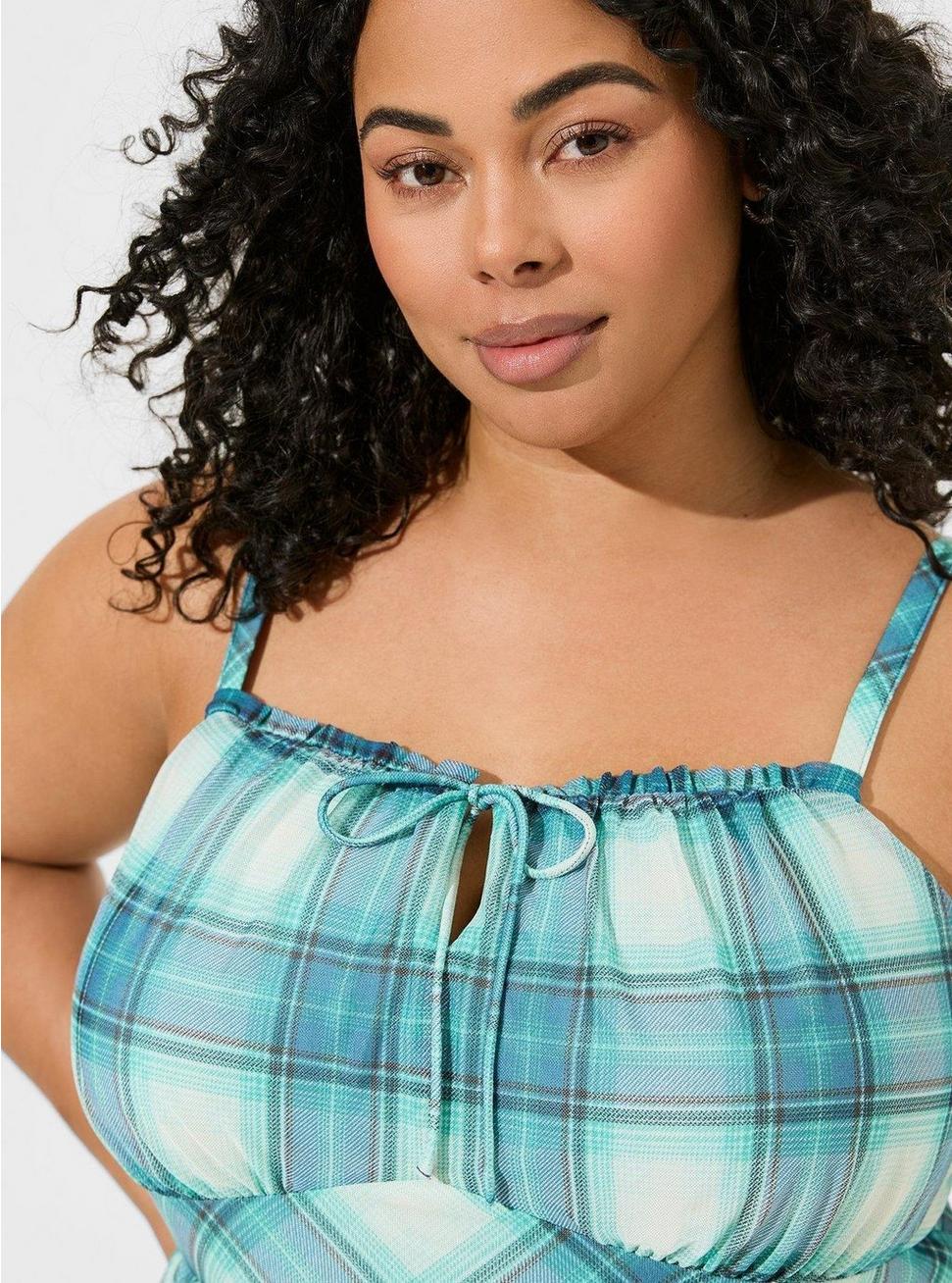 Plus Size - Mini Mesh Cami Shirred Bust Skater Dress - Torrid Plus Size - Mini Mesh Cami Shirred Bust Skater Dress - Torrid