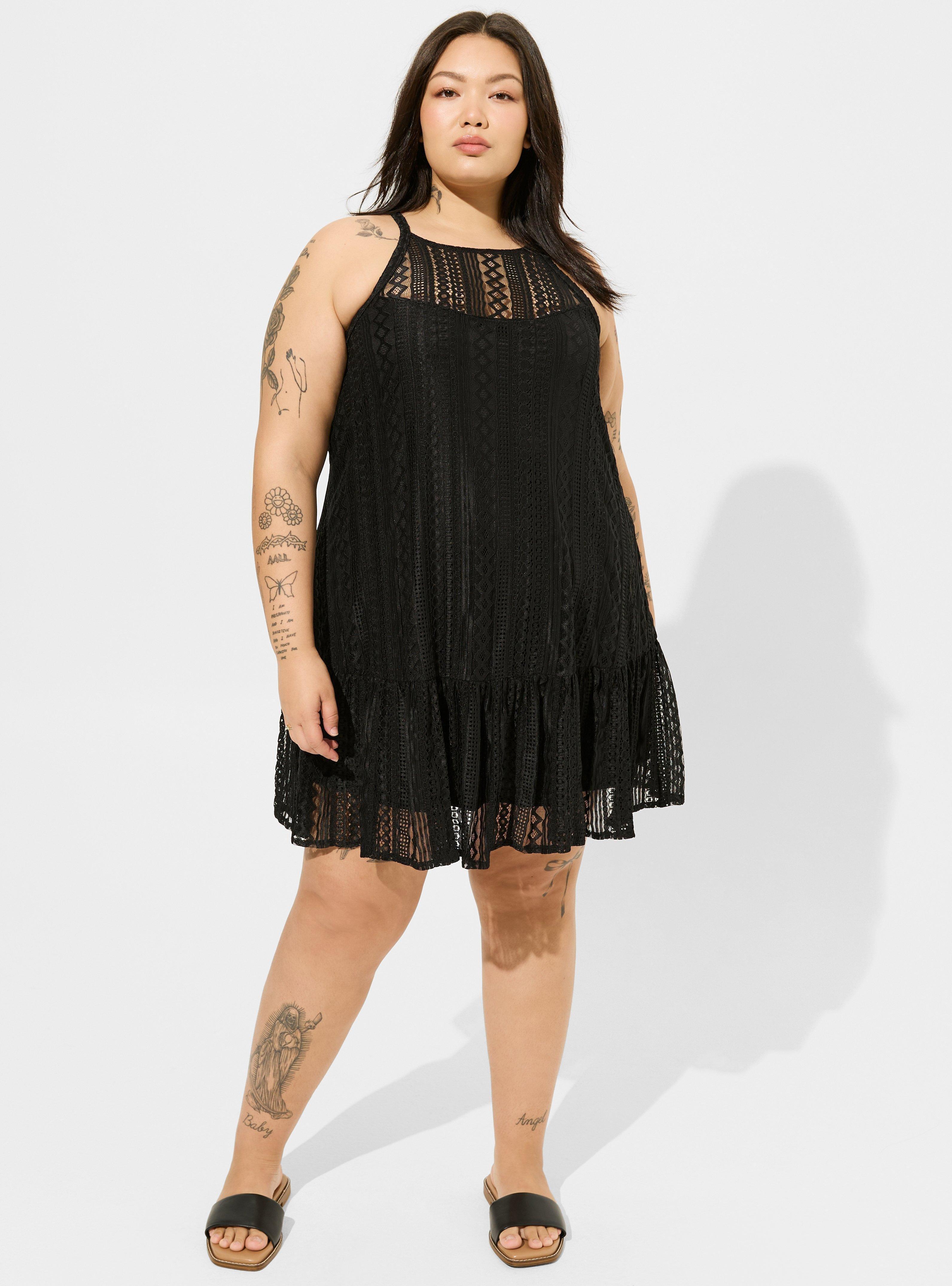 Mini Geo Lace Cami Trapeze Dress