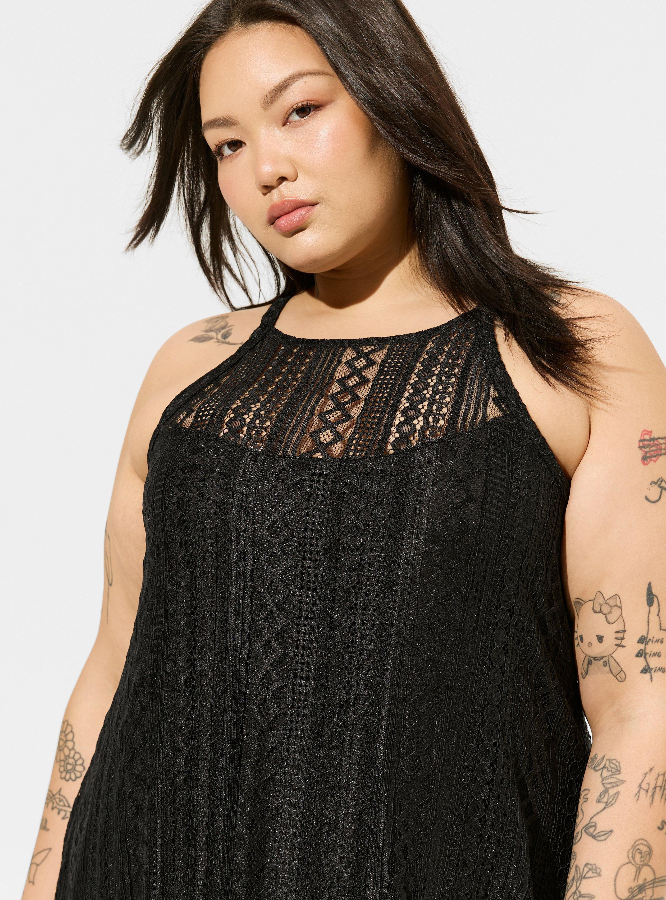 Mini Geo Lace Cami Trapeze Dress