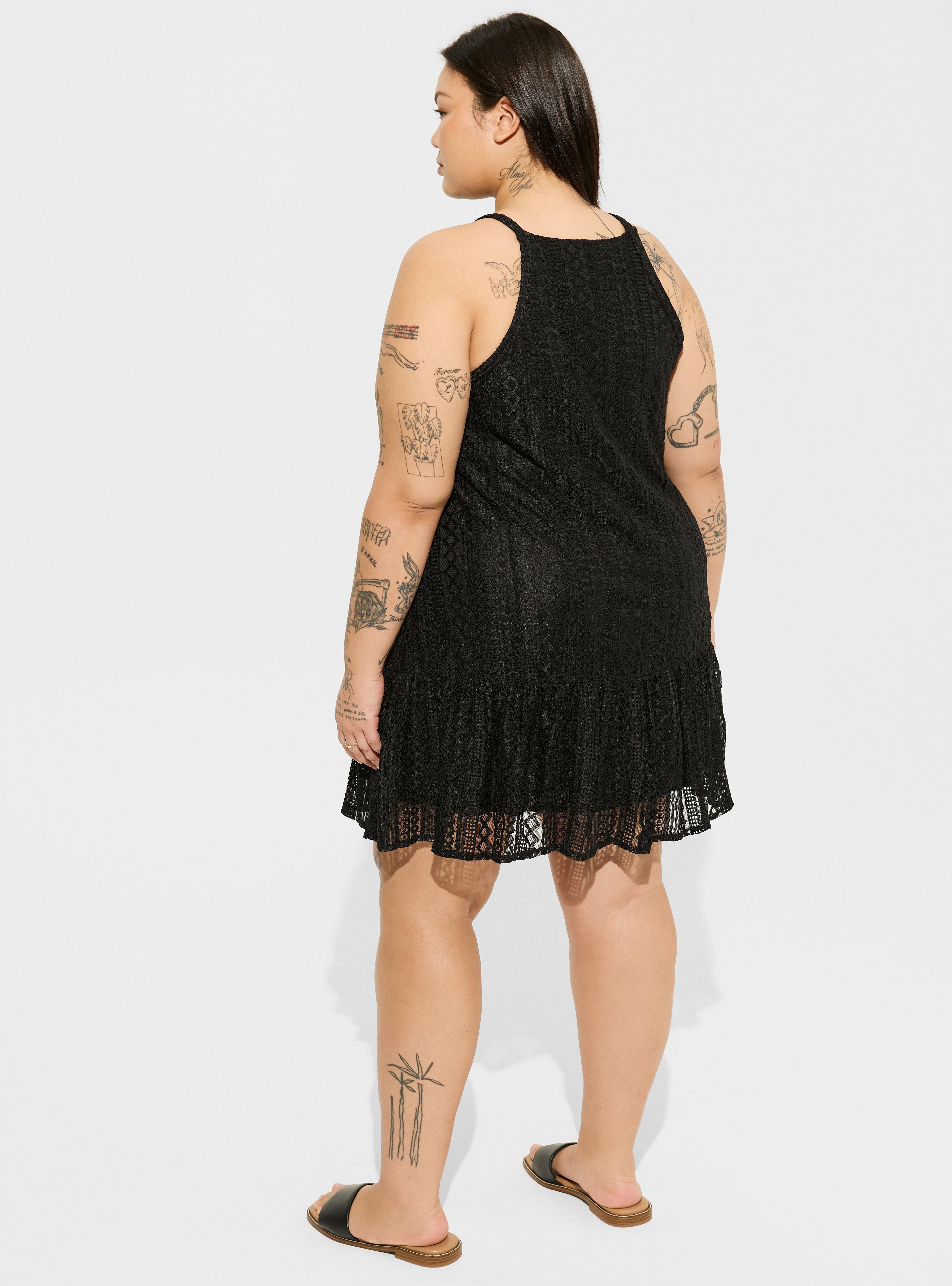 Mini Geo Lace Cami Trapeze Dress