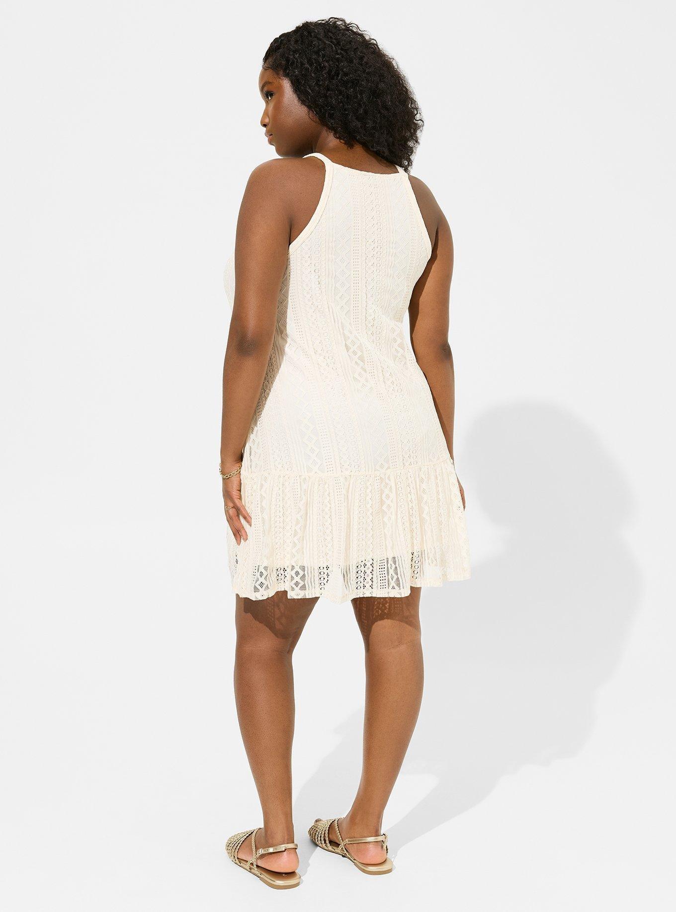 Mini Geo Lace Cami Trapeze Dress