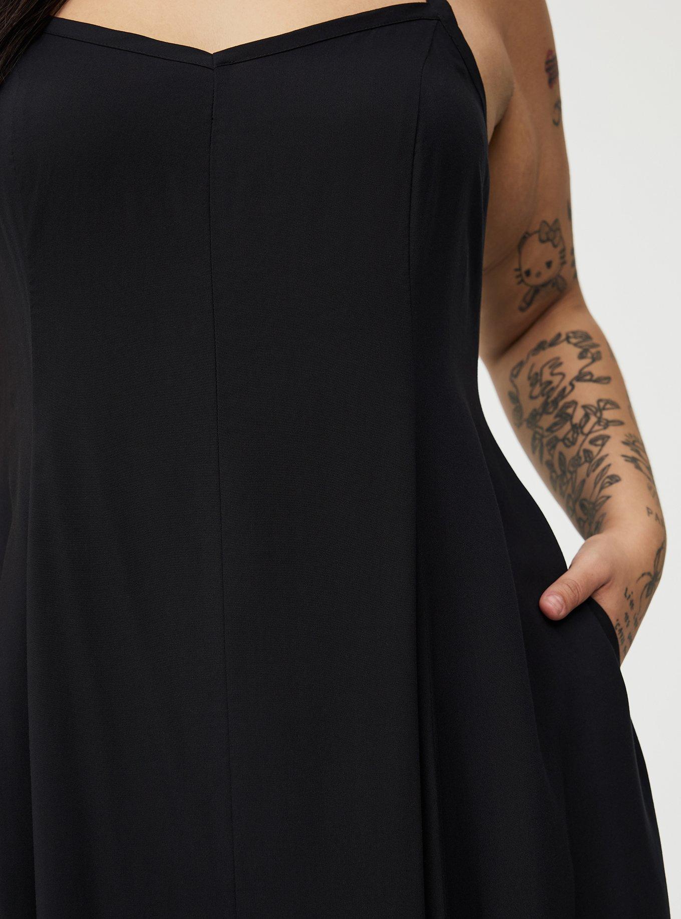 Tiered Trapeze Maxi Dress, DEEP BLACK, alternate