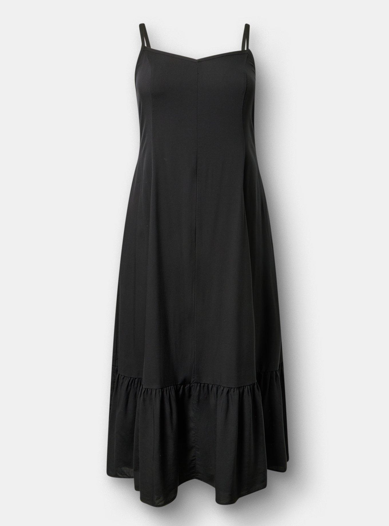 Tiered Trapeze Maxi Dress, DEEP BLACK, hi-res