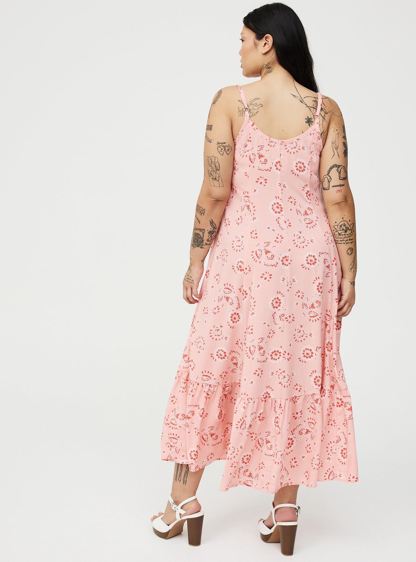 Tiered Trapeze Maxi Dress, JOANNE JACOBEAN PEACH, alternate