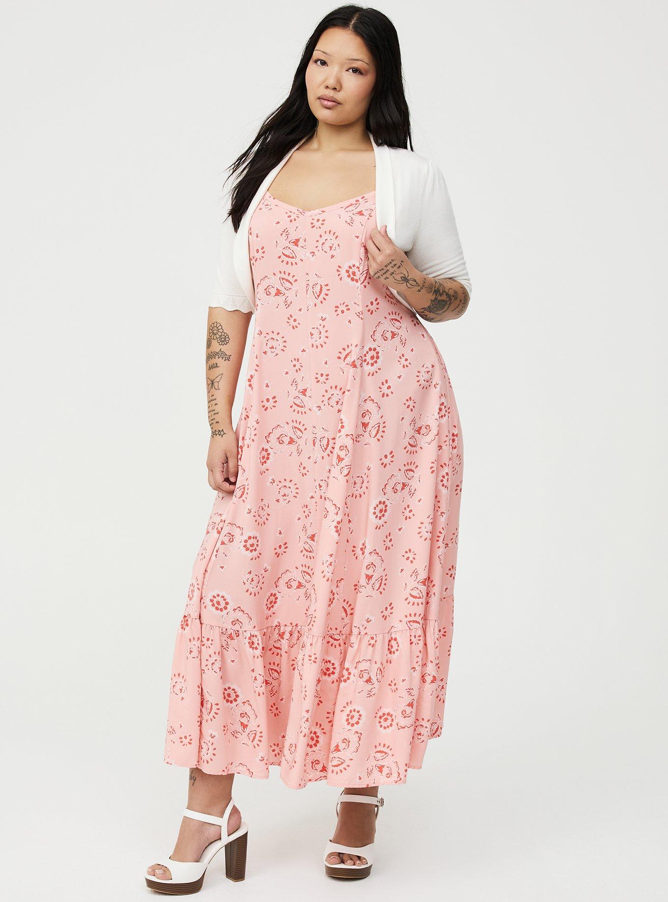 Tiered Trapeze Maxi Dress, JOANNE JACOBEAN PEACH, alternate
