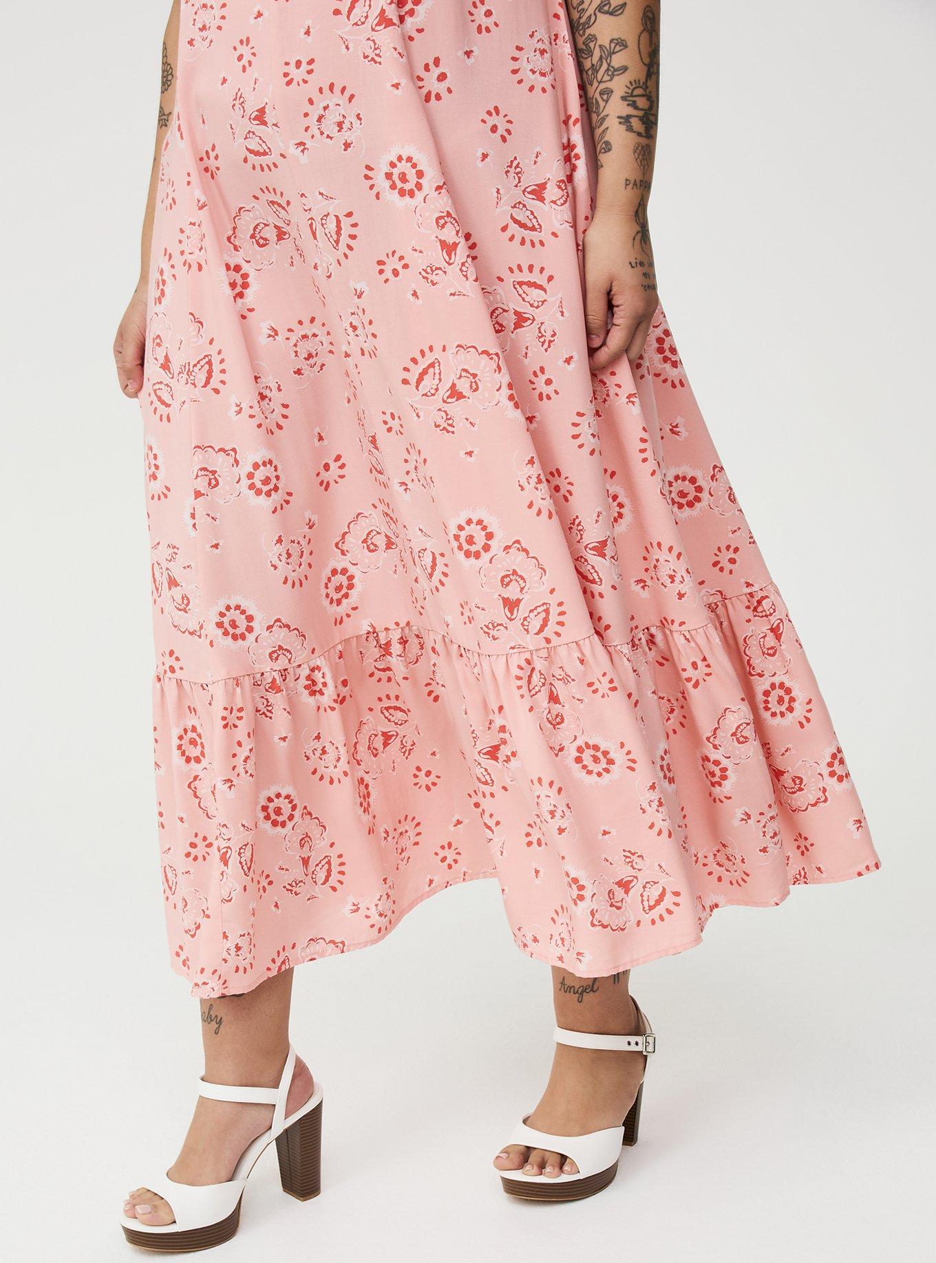 Tiered Trapeze Maxi Dress, JOANNE JACOBEAN PEACH, alternate