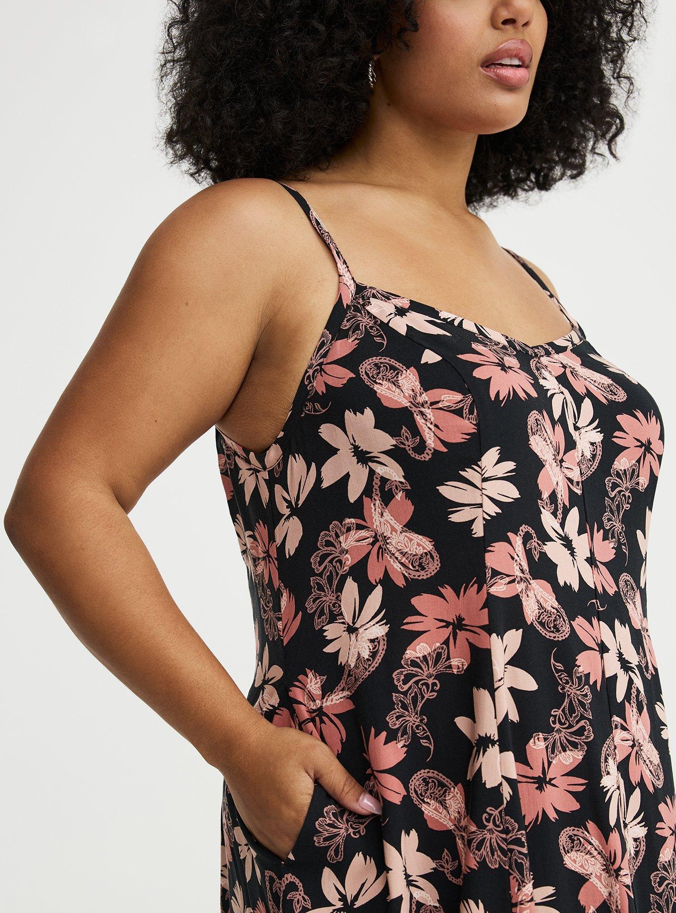 Tiered Trapeze Maxi Dress, BACKLIGHT PAISLEY FLORAL BLACK, alternate