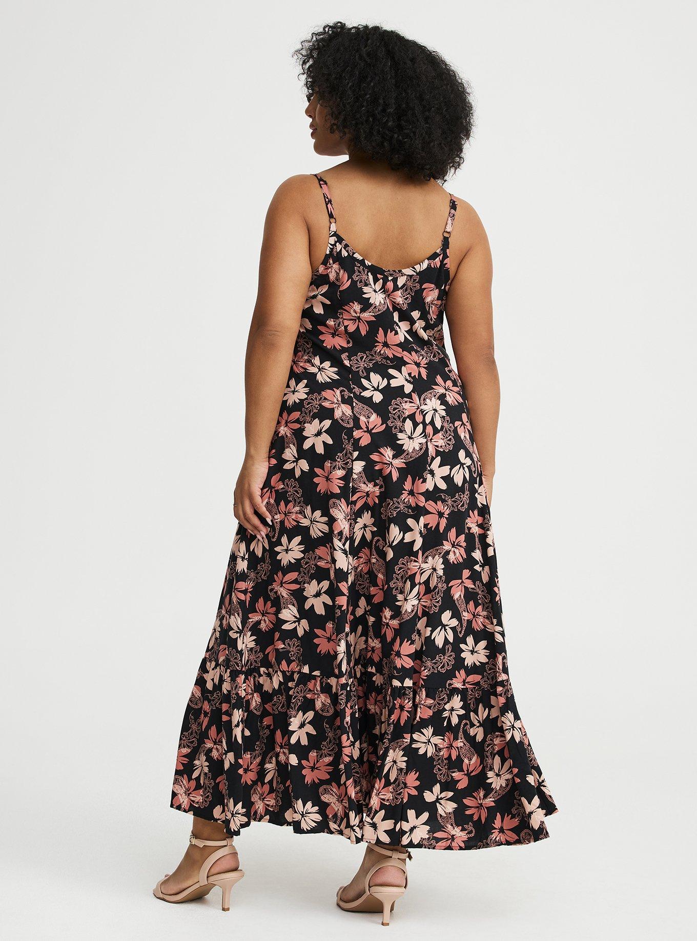 Tiered Trapeze Maxi Dress, BACKLIGHT PAISLEY FLORAL BLACK, alternate