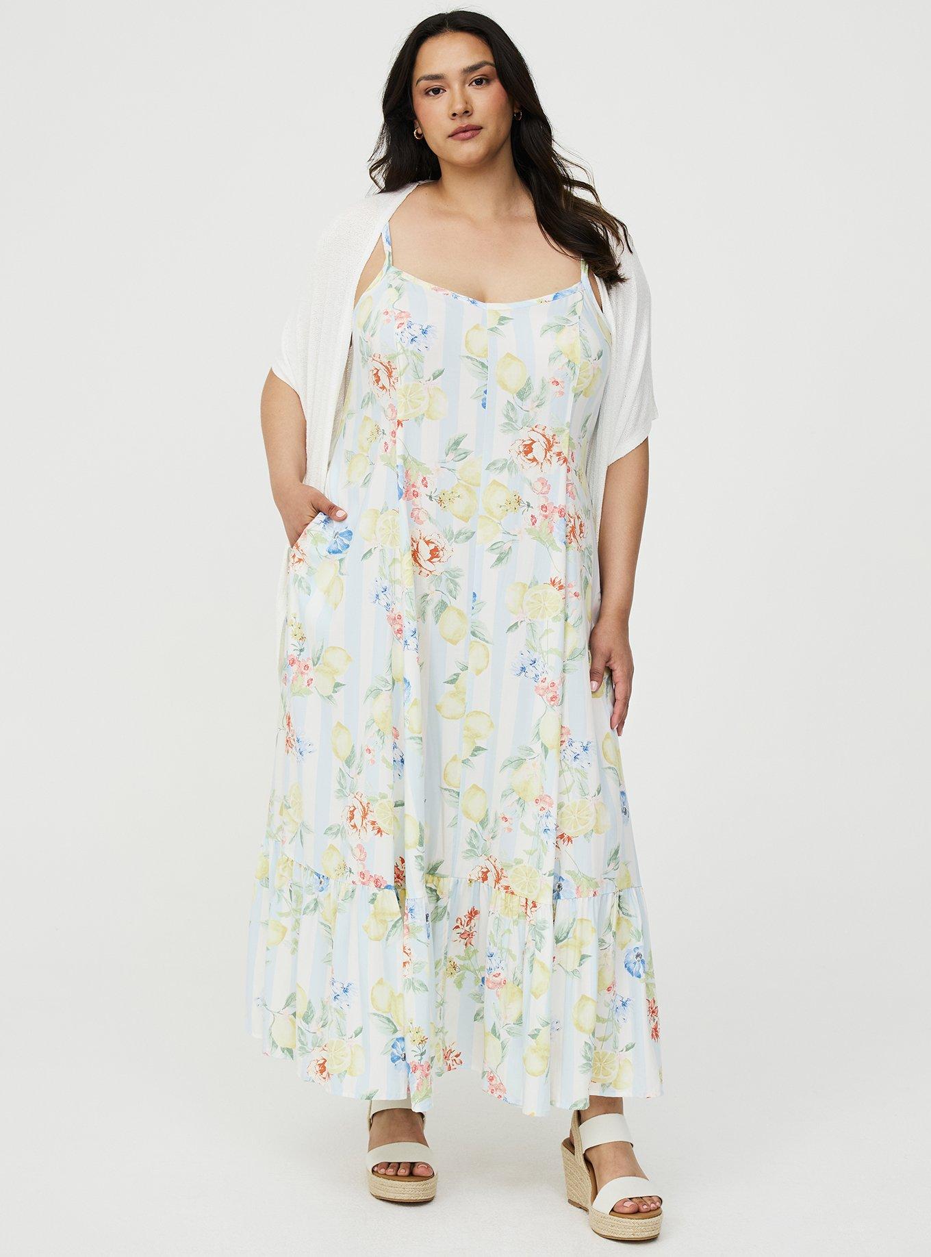 Tiered Trapeze Maxi Dress, CRUSING LEMON FLORAL MULTI, alternate
