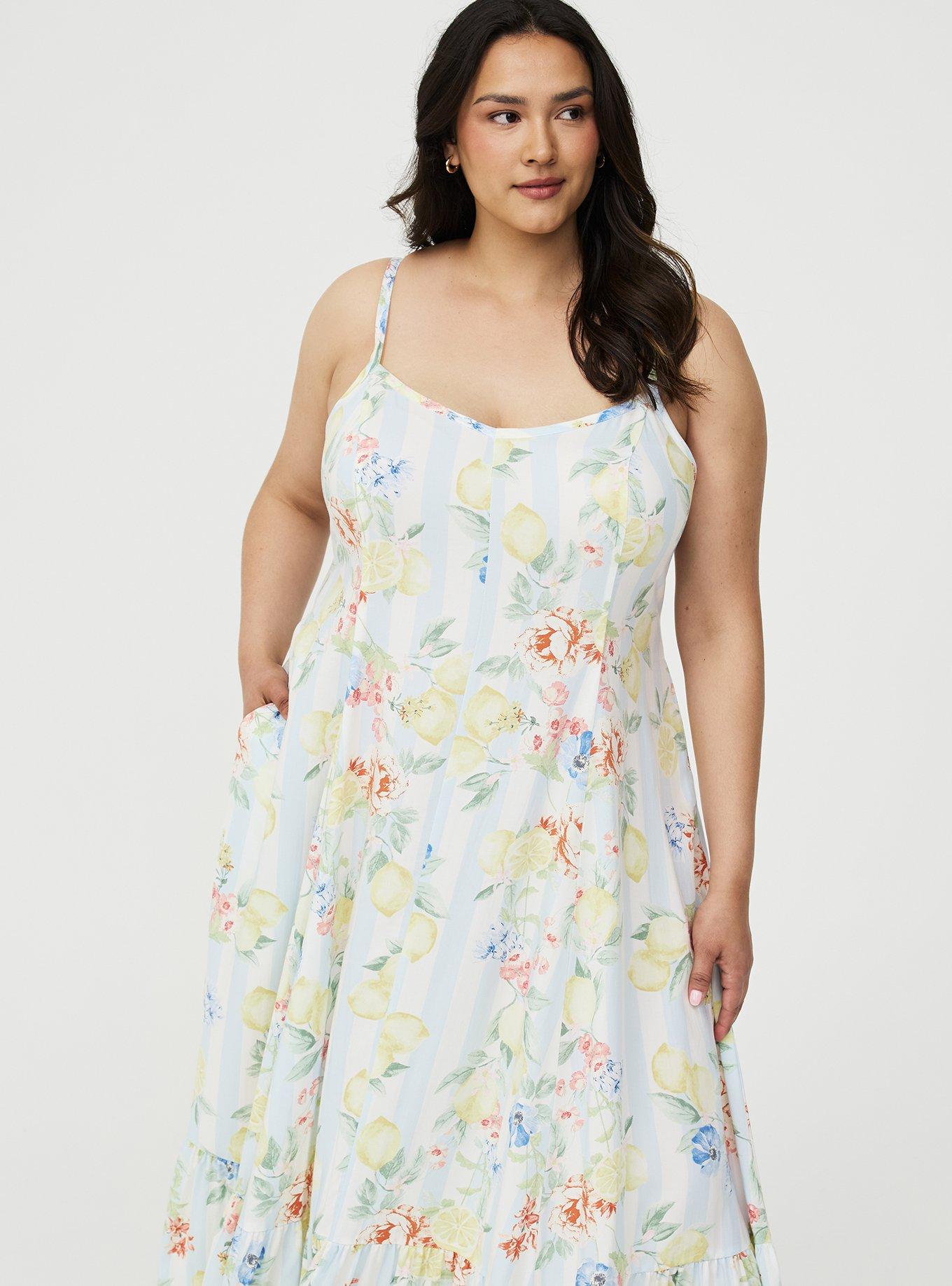 Tiered Trapeze Maxi Dress, CRUSING LEMON FLORAL MULTI, alternate