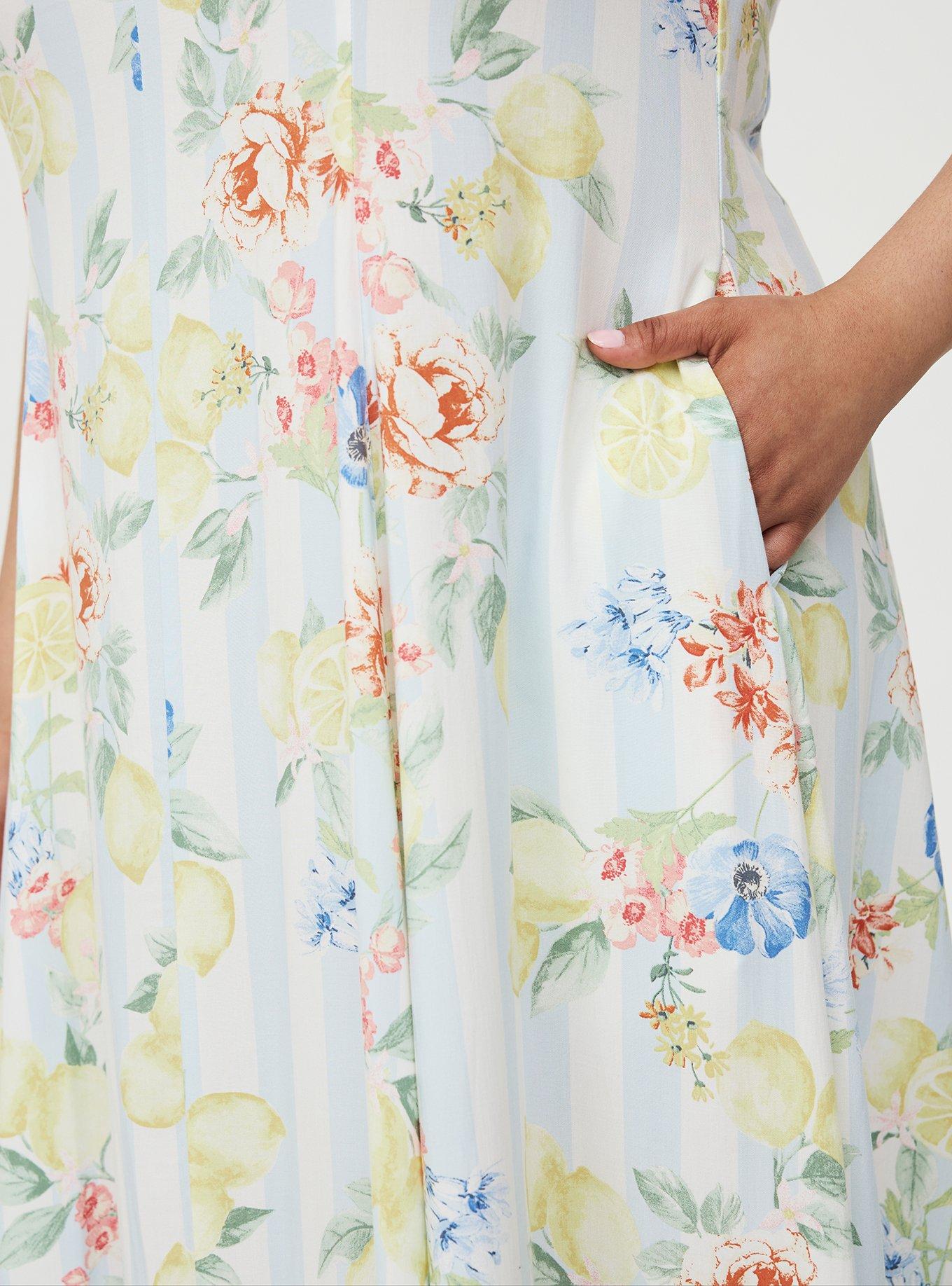 Tiered Trapeze Maxi Dress, CRUSING LEMON FLORAL MULTI, alternate