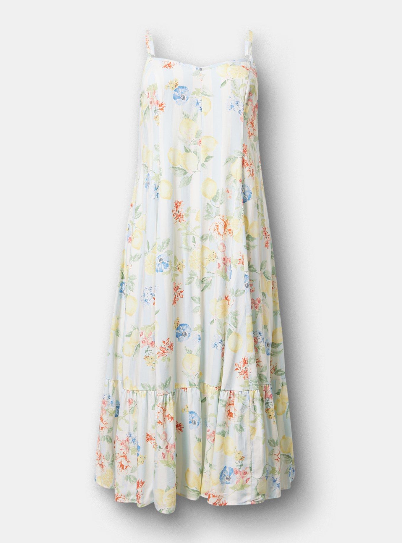 Tiered Trapeze Maxi Dress, CRUSING LEMON FLORAL MULTI, hi-res