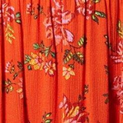 Maxi Washable Gauze Tiered Hanky Hem Dress, ELLA SKETCH FLORAL MANDARIN RED, swatch