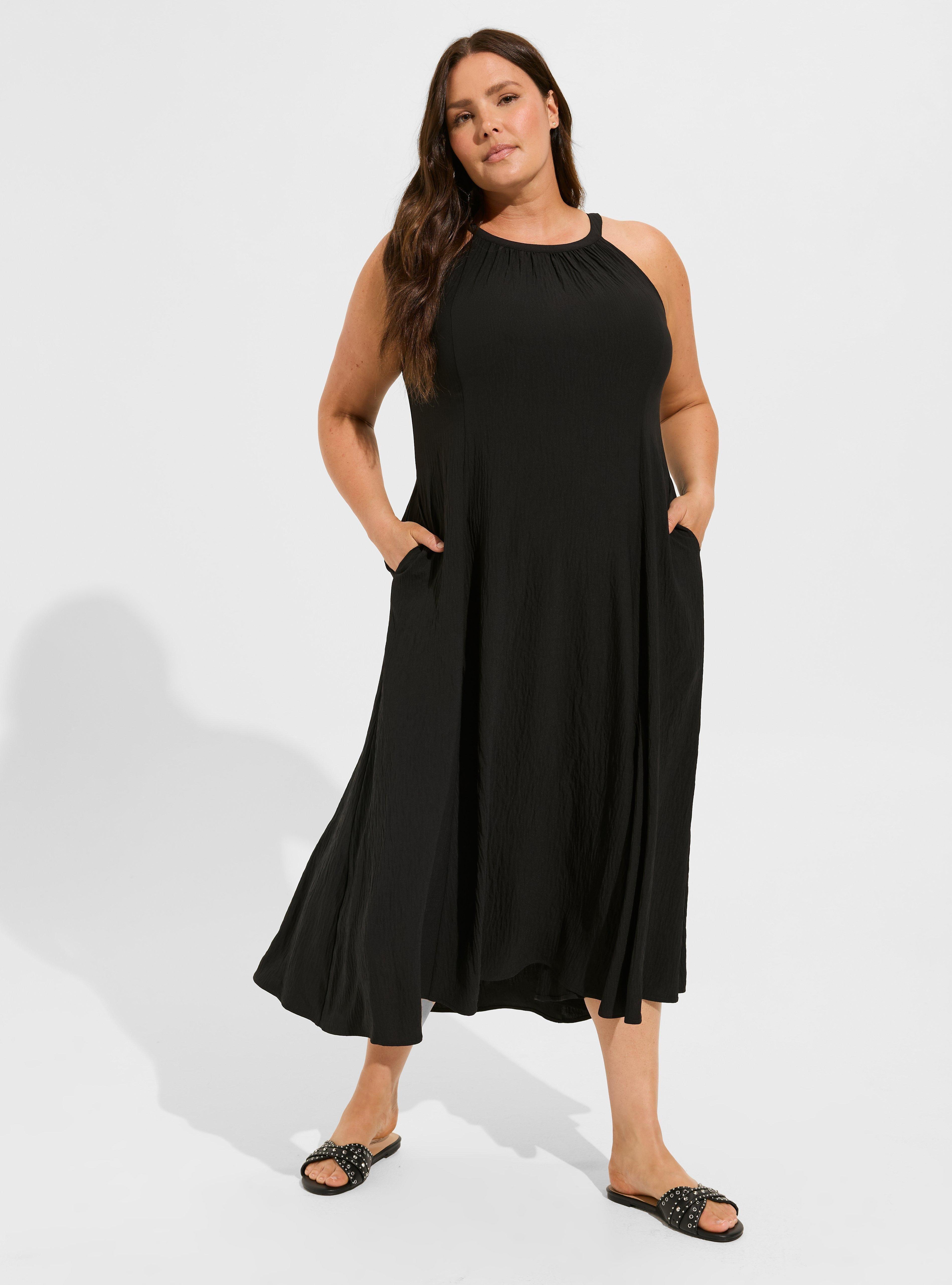 Tea Length Vacation Silk Halter Hi-Low Dress