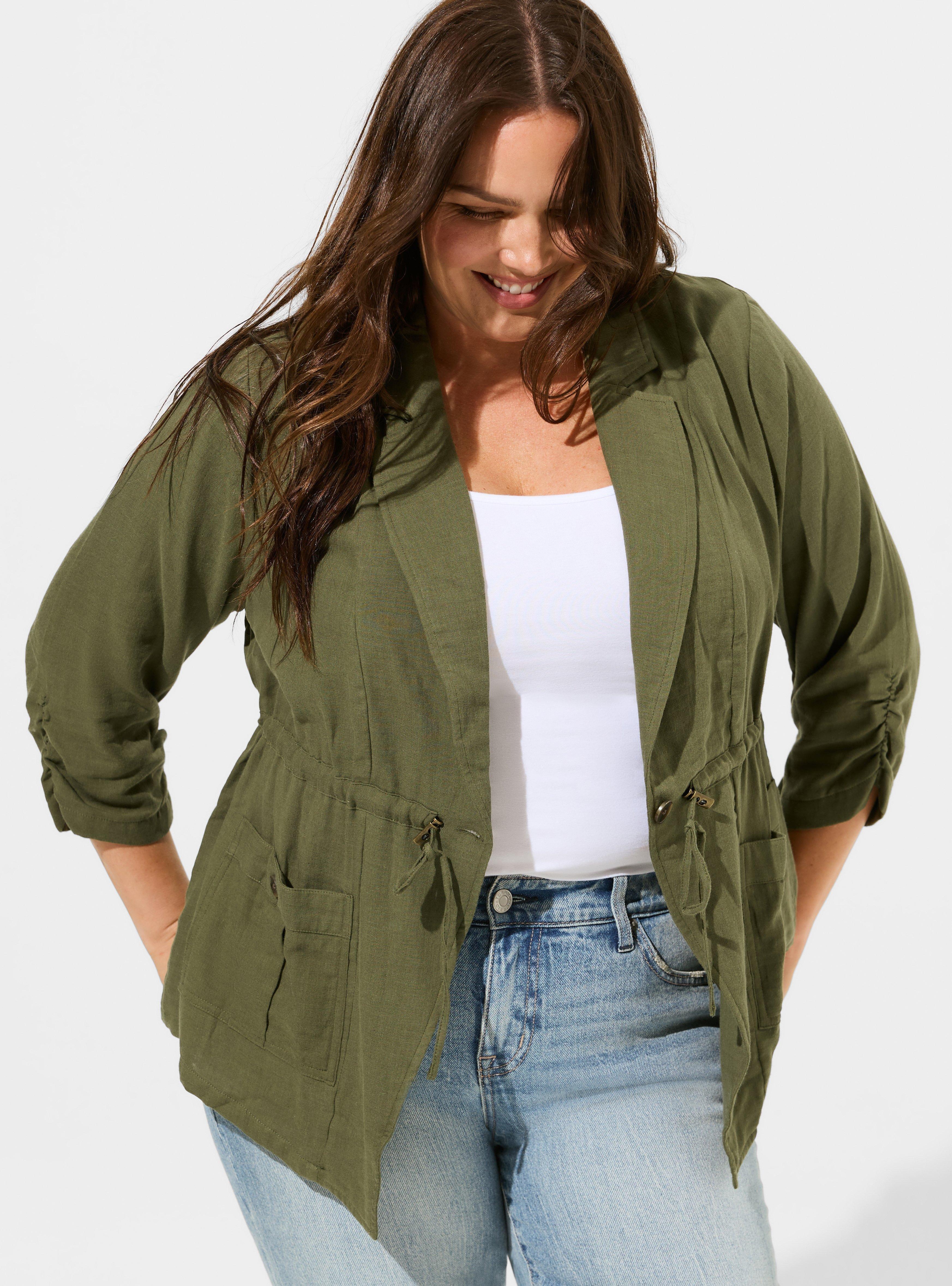 Dual Fold Short Sleeve Utility Drape Front Jacket