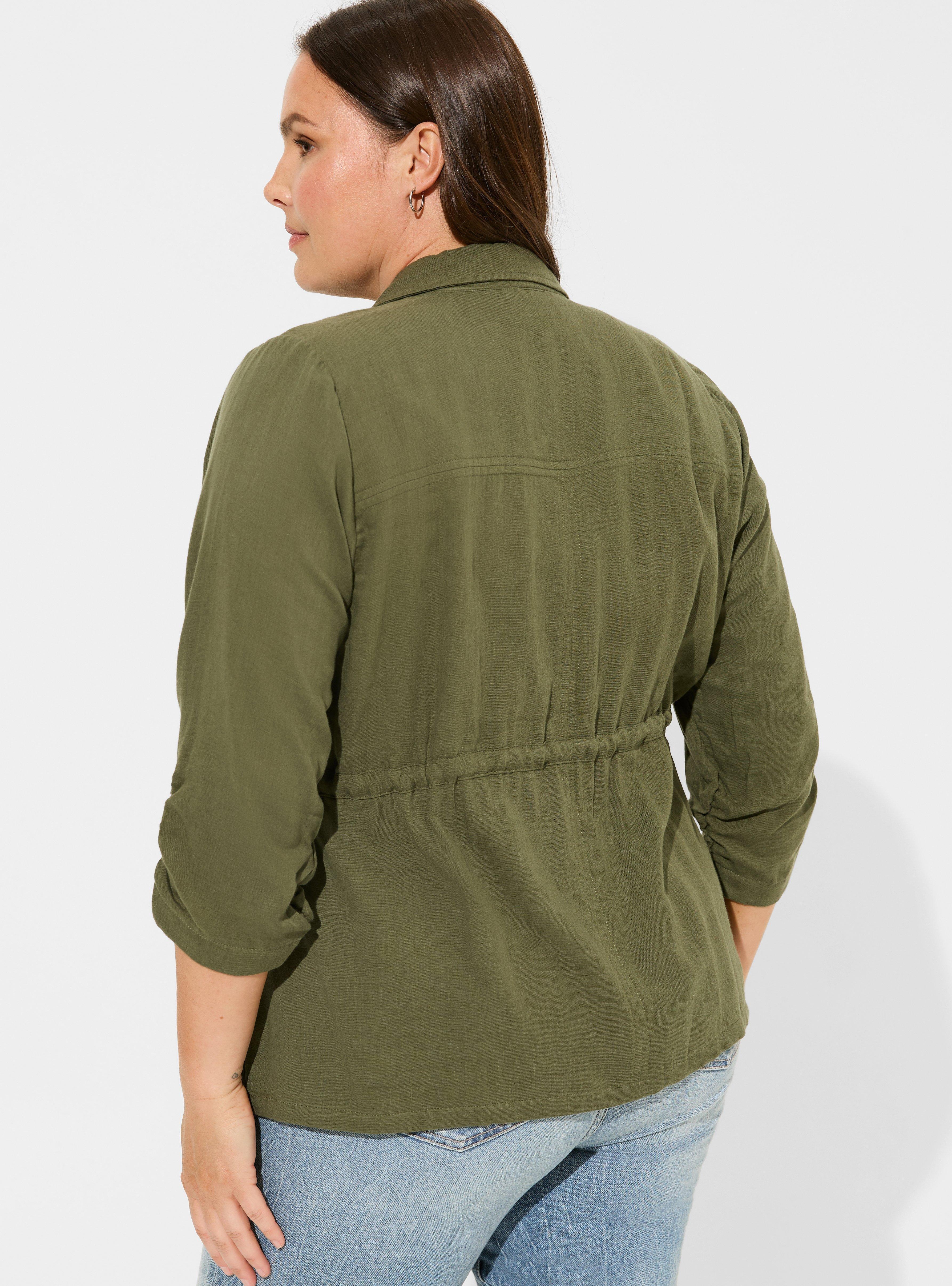 Dual Fold Short Sleeve Utility Drape Front Jacket