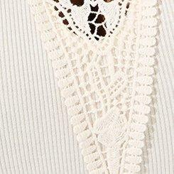 Cotton Modal Rib Notch Neck Crochet Inset Tank, DEW, swatch