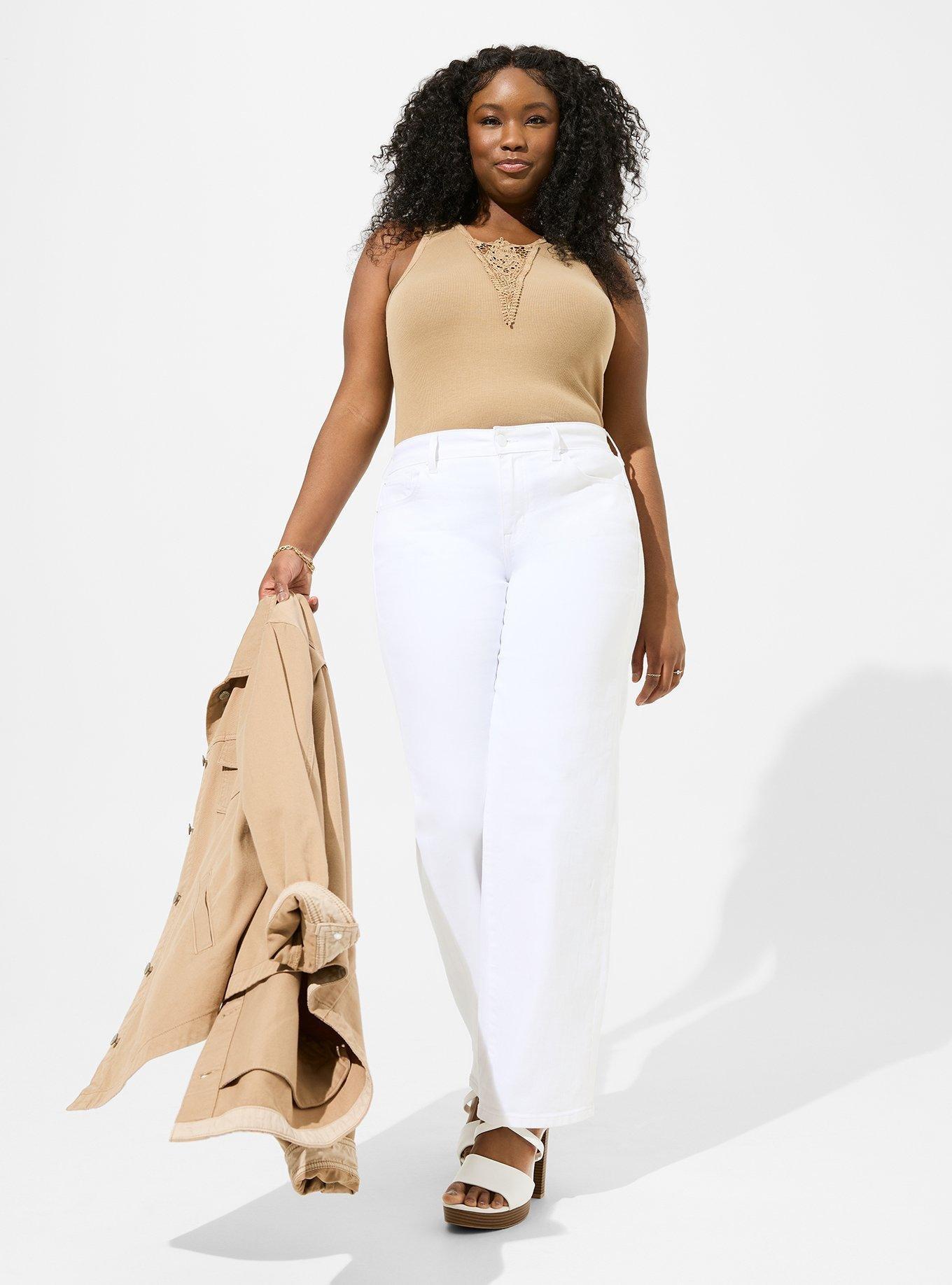 Cotton Modal Rib Notch Neck Crochet Inset Tank