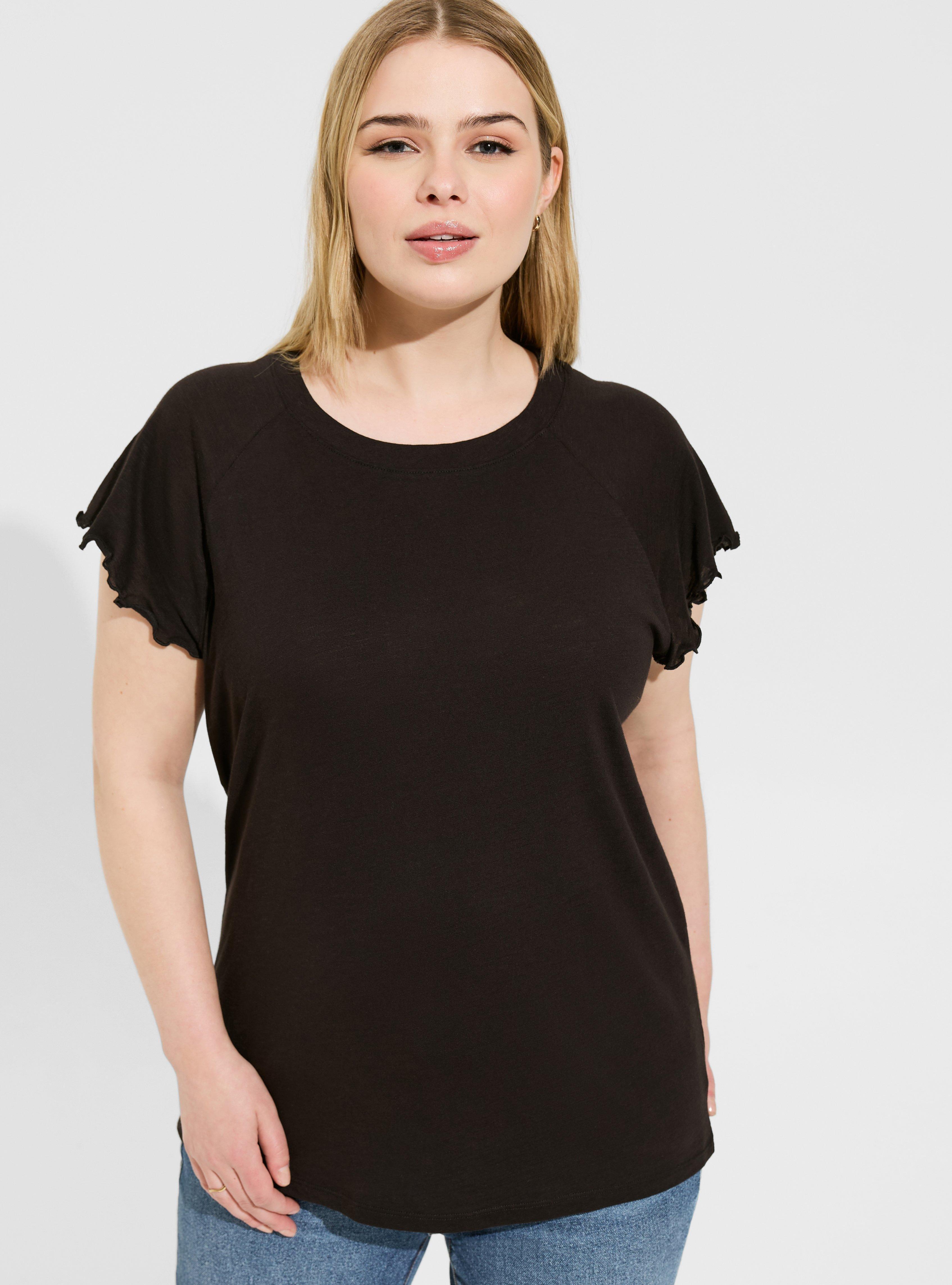 Plus Size - Cotton Modal Slub Crew Neck Flutter Sleeve Tee - Torrid