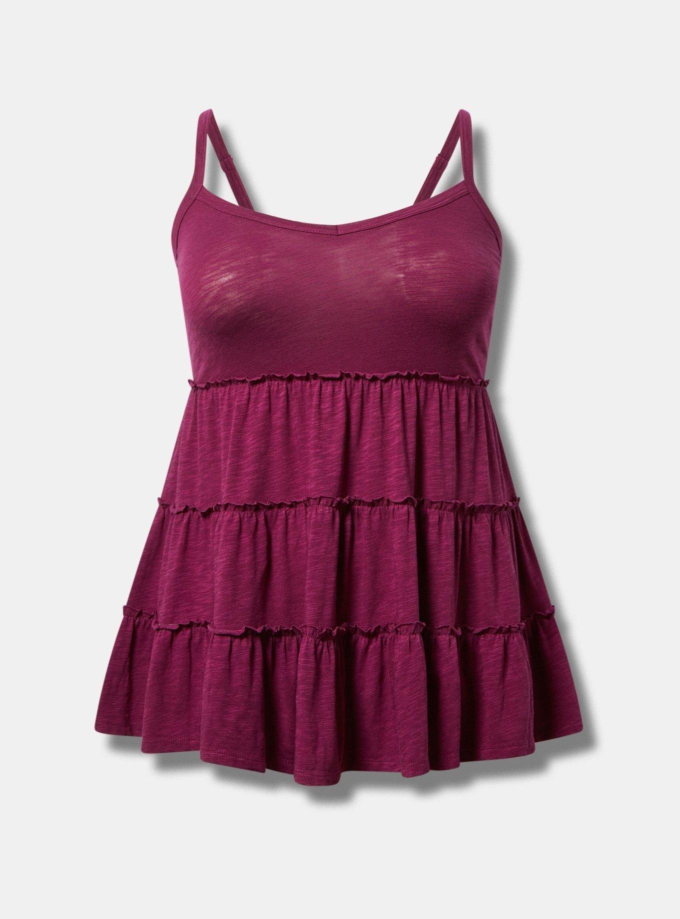 Vintage Slub V-Neck Tiered Swing Cami