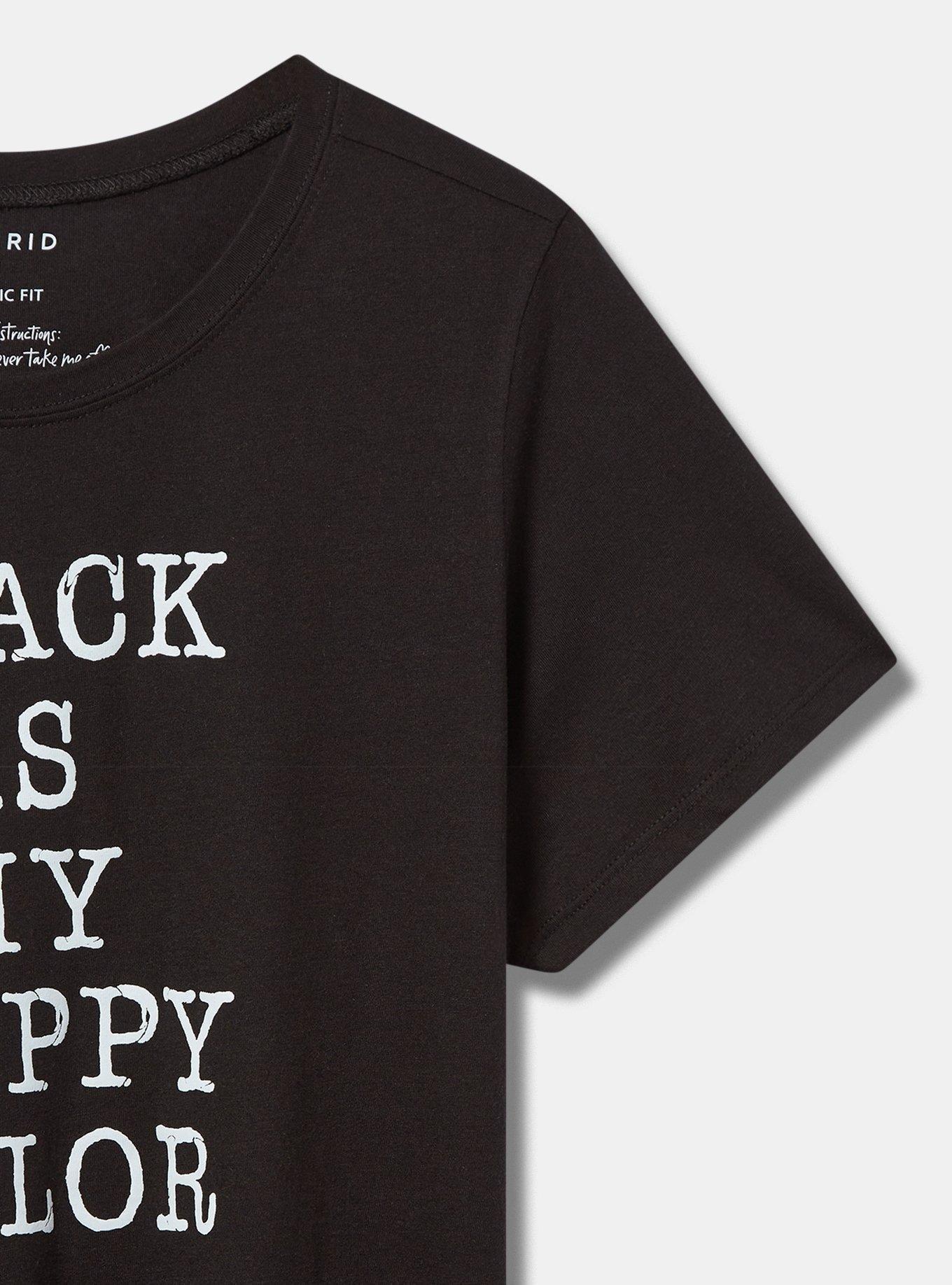 Black Happy Color Classic Fit Signature Jersey Tee