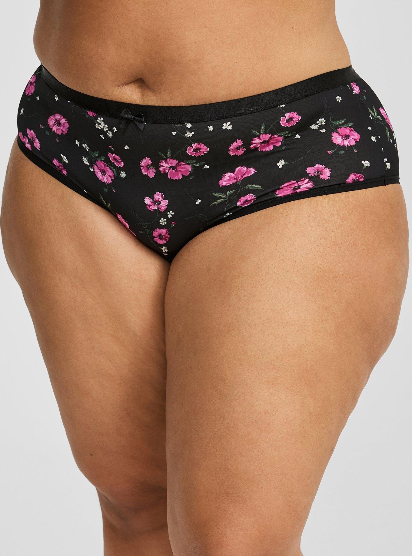 Ribbon Slot Cheeky Panty, VIBRANT STEM FLORAL BLACK, alternate