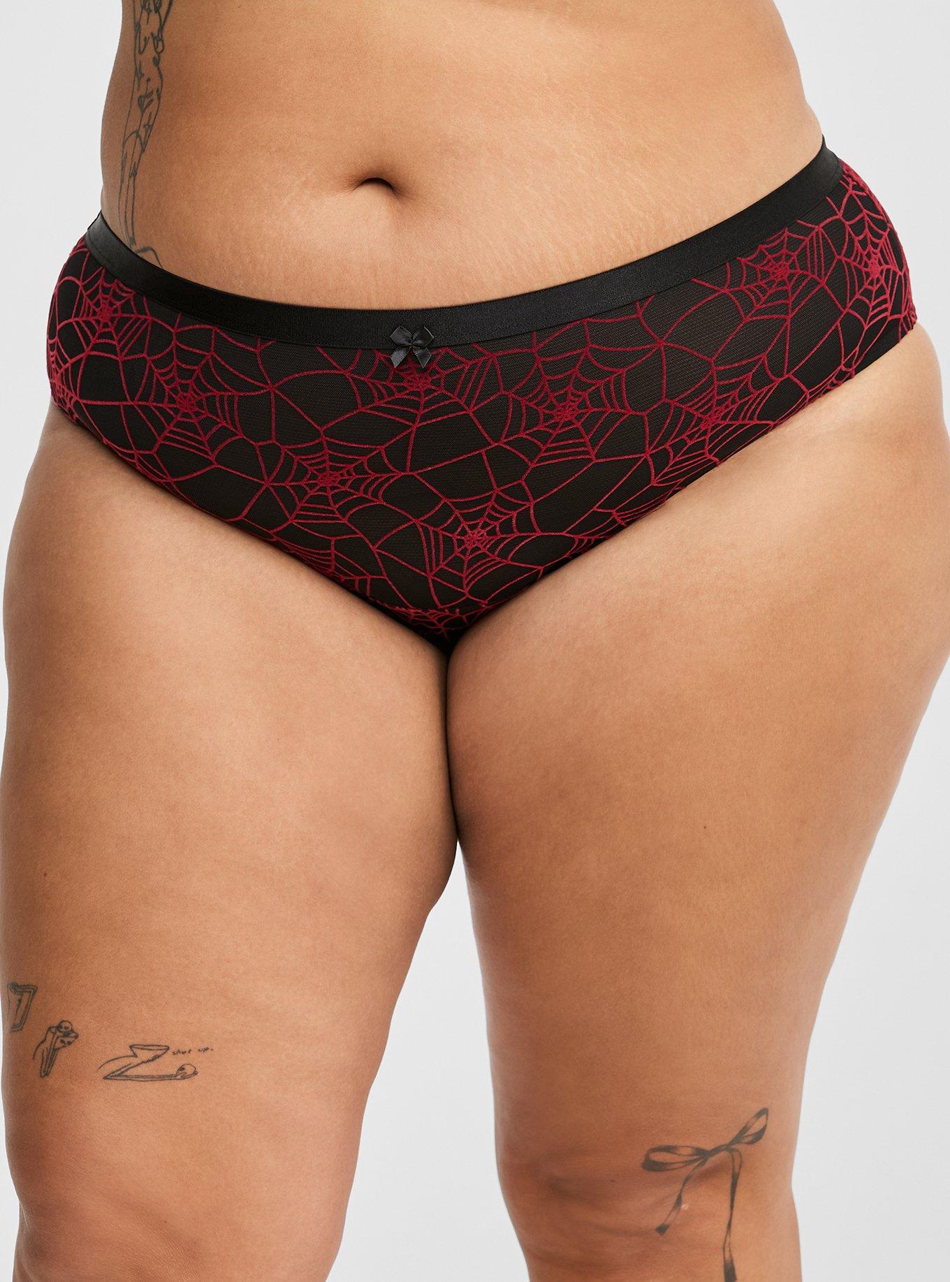 Flocked Mesh Hipster, ALLOVER SPIDERWEBS BLACK, alternate