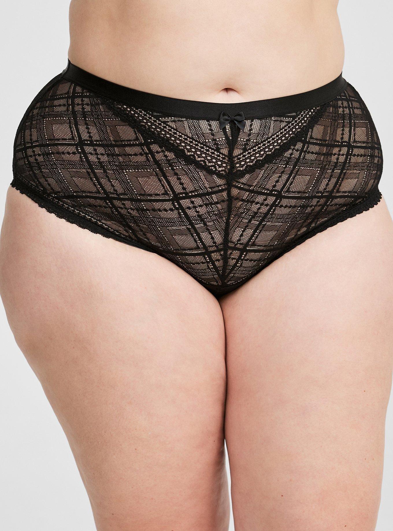 Plaid Lace Brief Panty, RICH BLACK, alternate