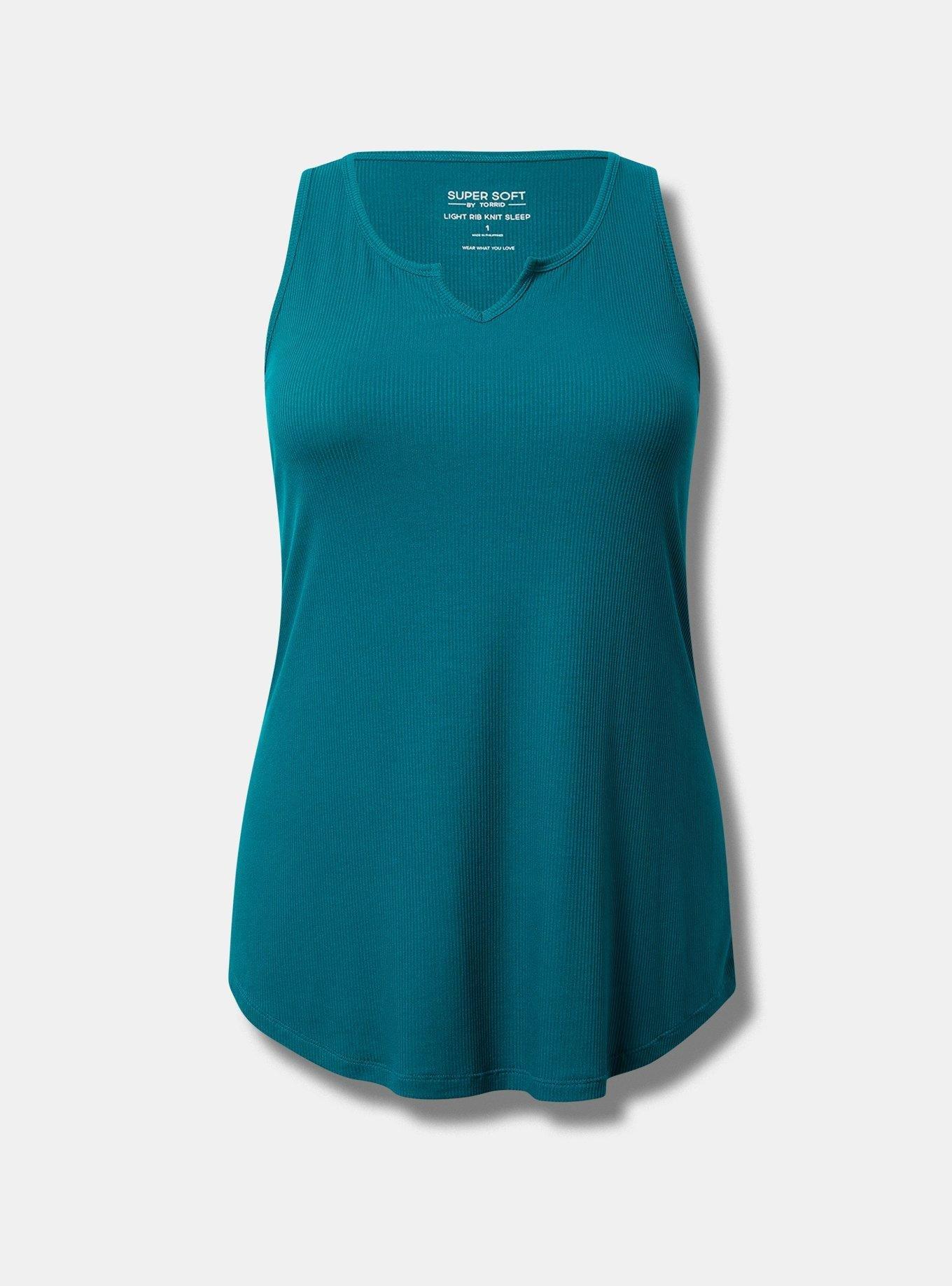 Super Soft Rib Notch Front Sleeveless Lounge Tank