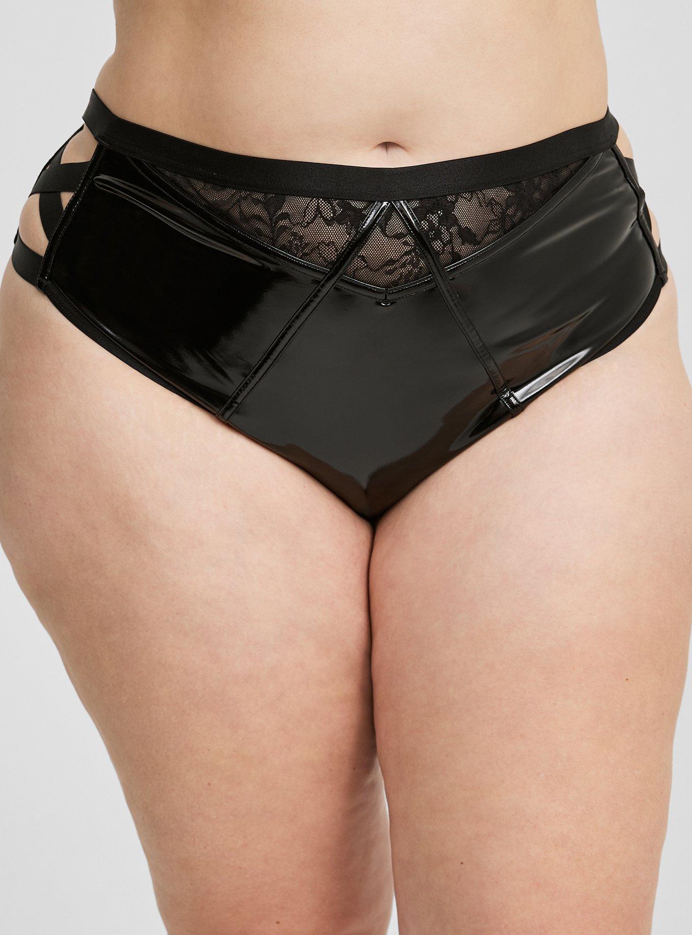 Patent Pleather Mid-Rise Strappy Side Cheeky