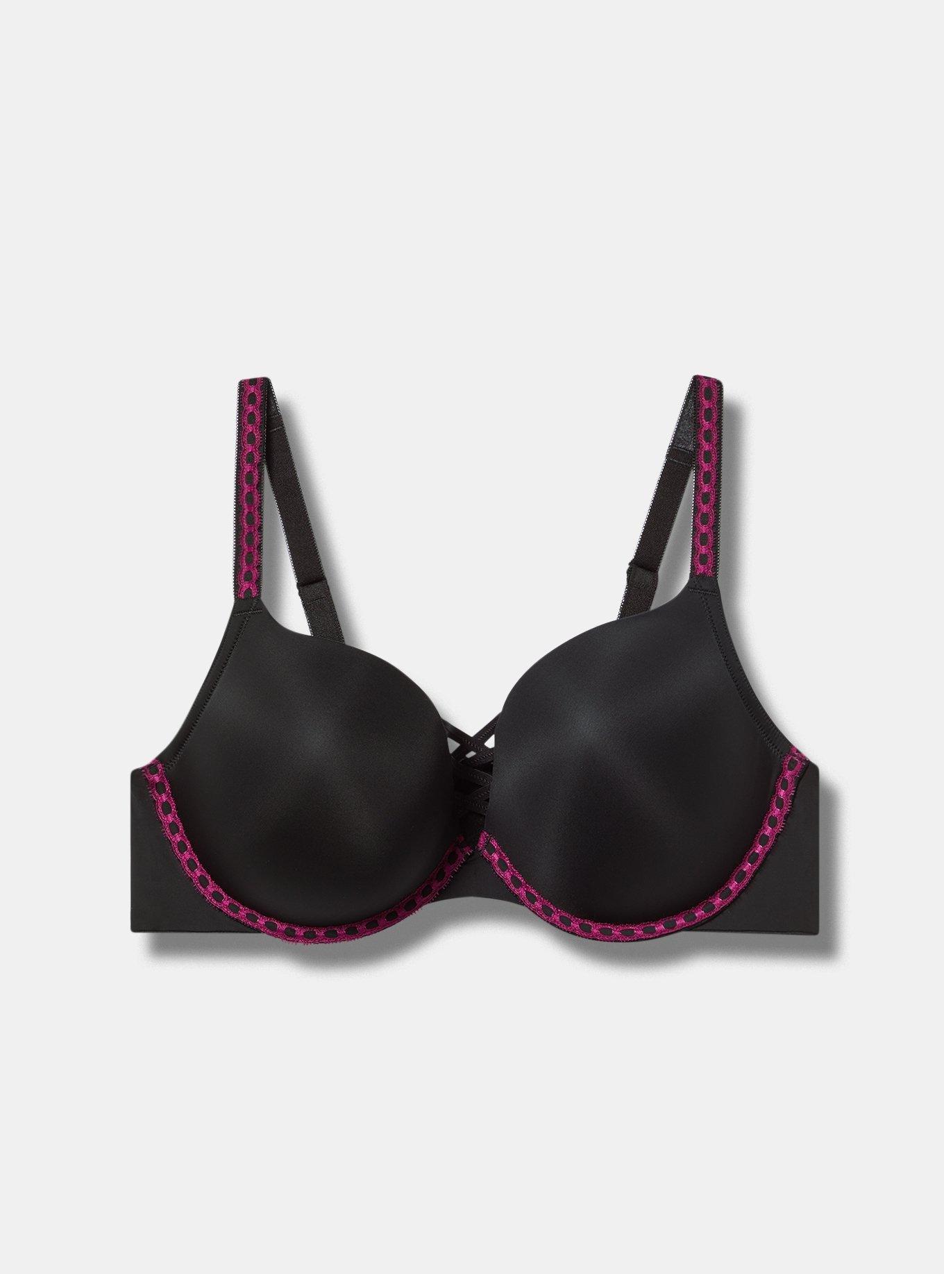 XO Plunge Push-Up Ribbon Slot Smooth Straight Back Bra