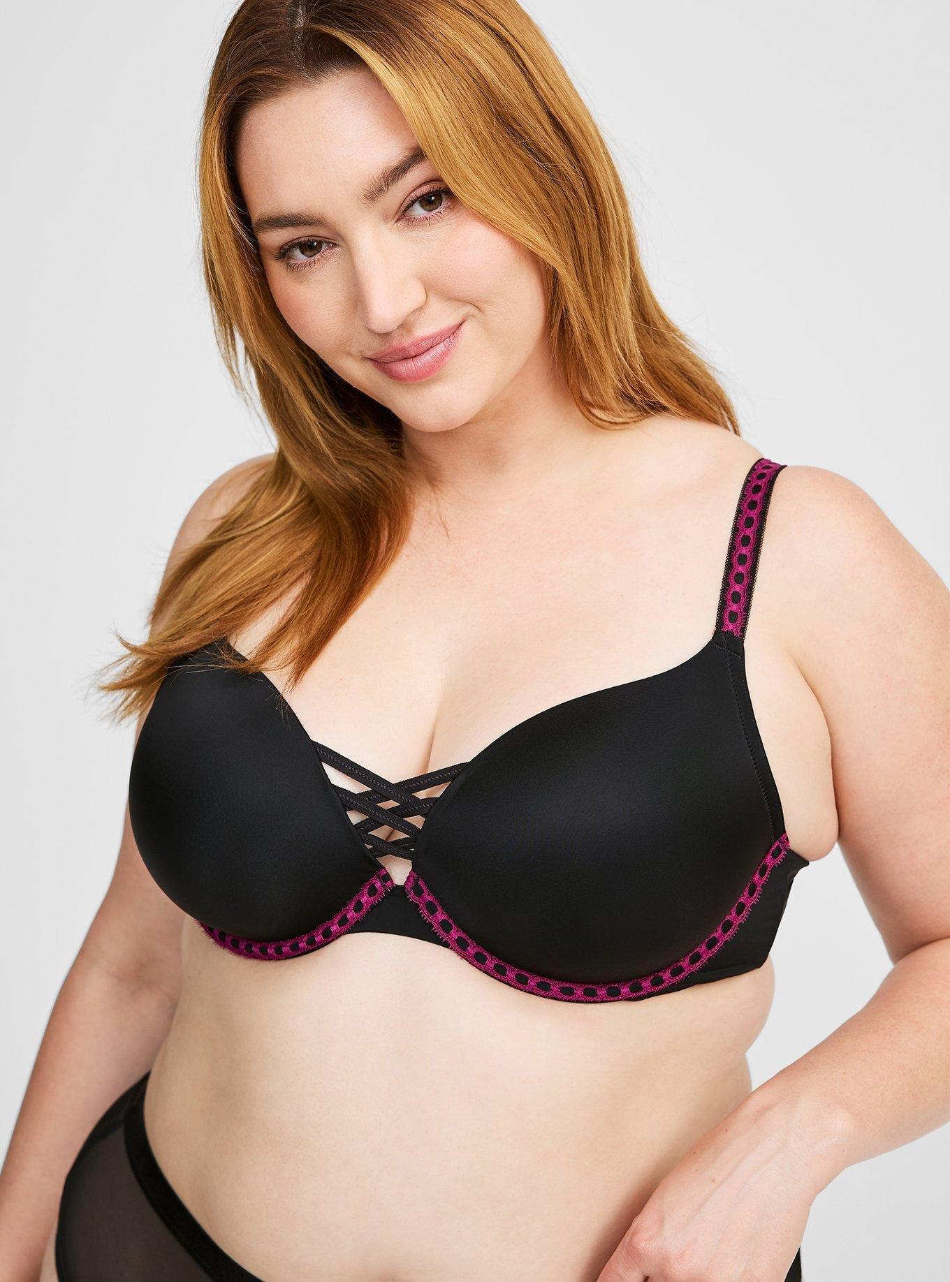 XO Plunge Push-Up Ribbon Slot Smooth Straight Back Bra