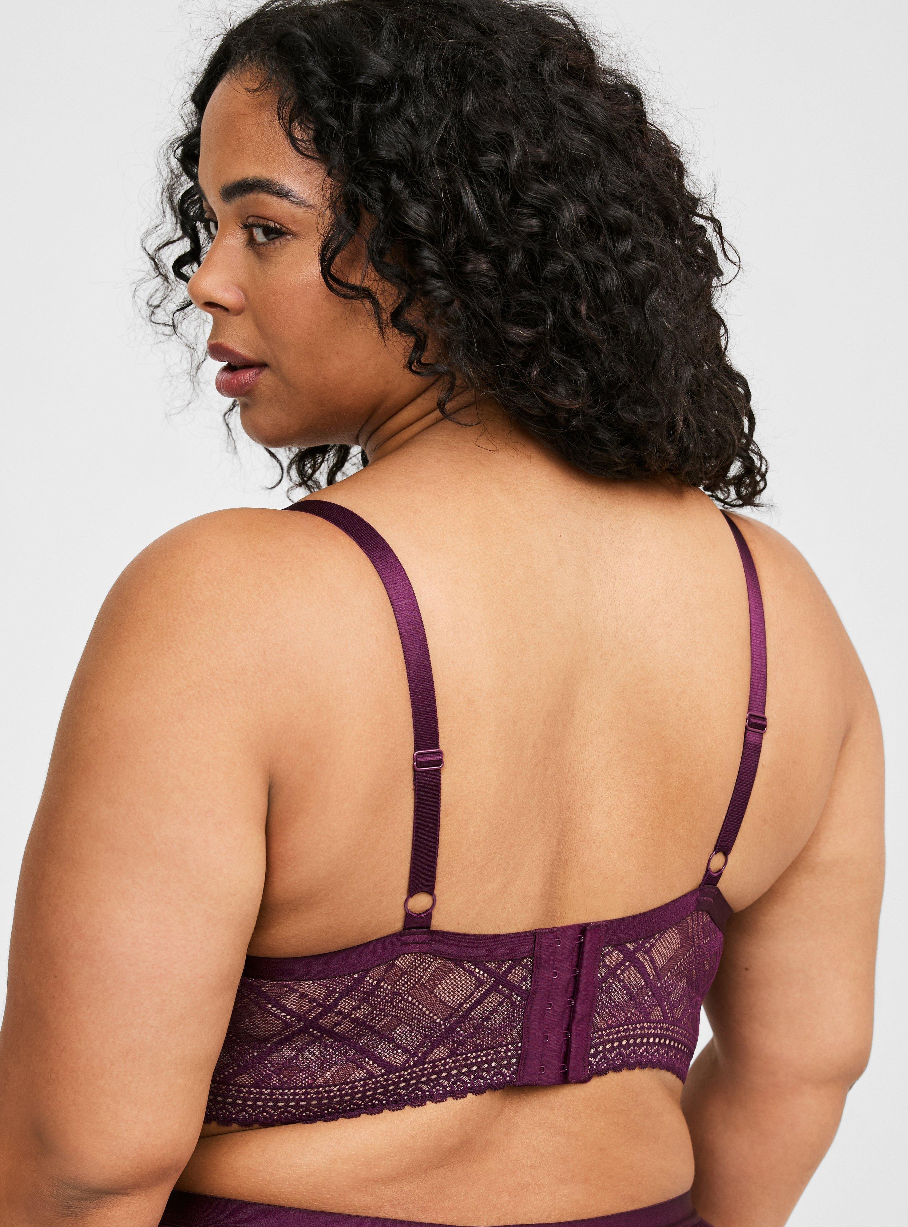 Plaid Lace Grommet Lace-Up Underwire Bra