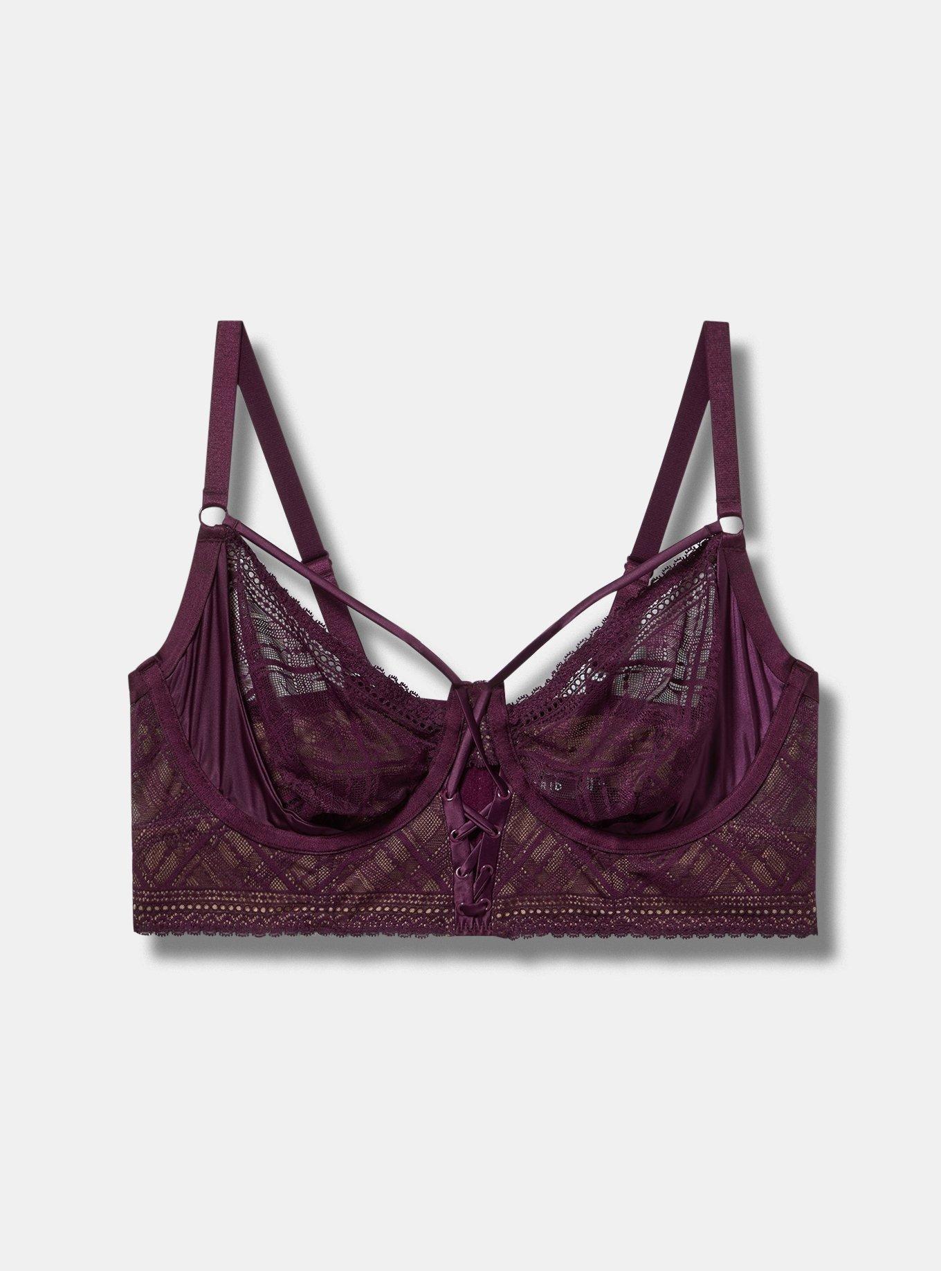 Dark Debutante Lace-Up Underwire Bra