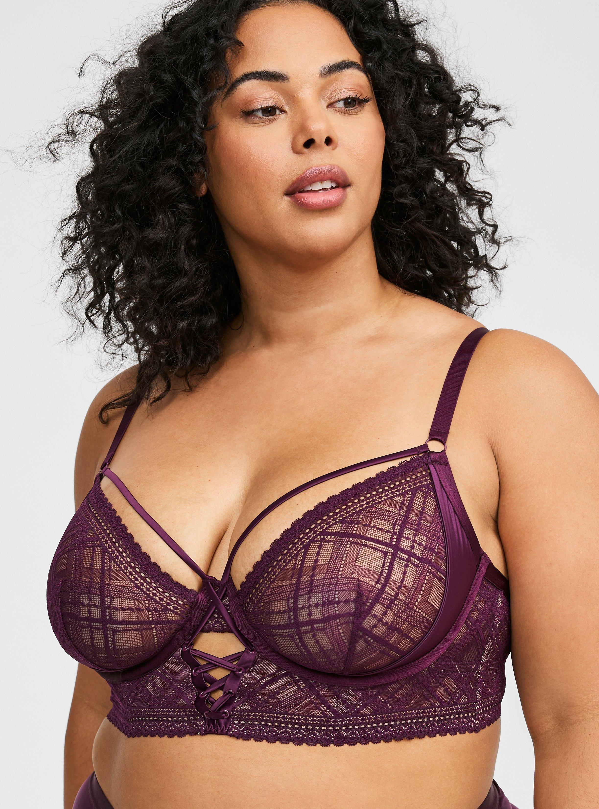 Dark Debutante Grommet Lace-Up Underwire Bra